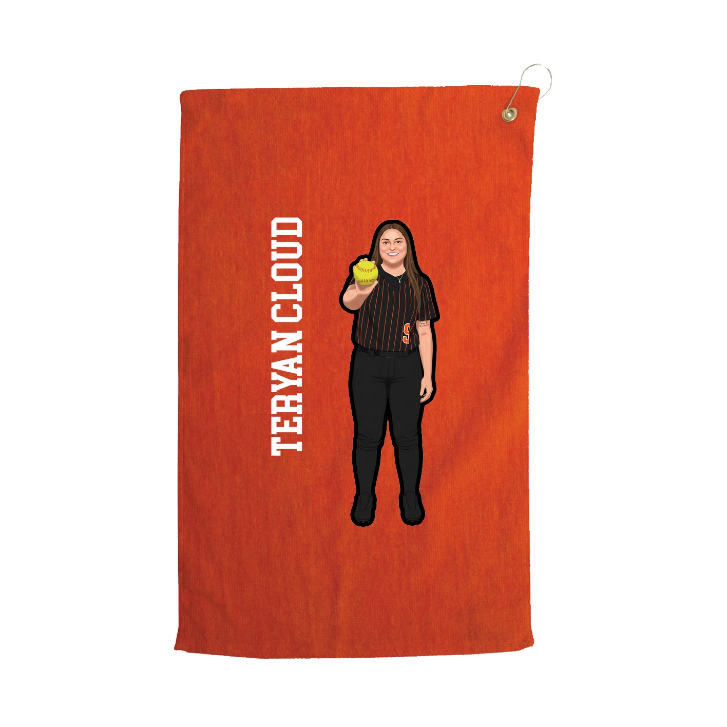Golf Towel — Name Vertical in Orange
