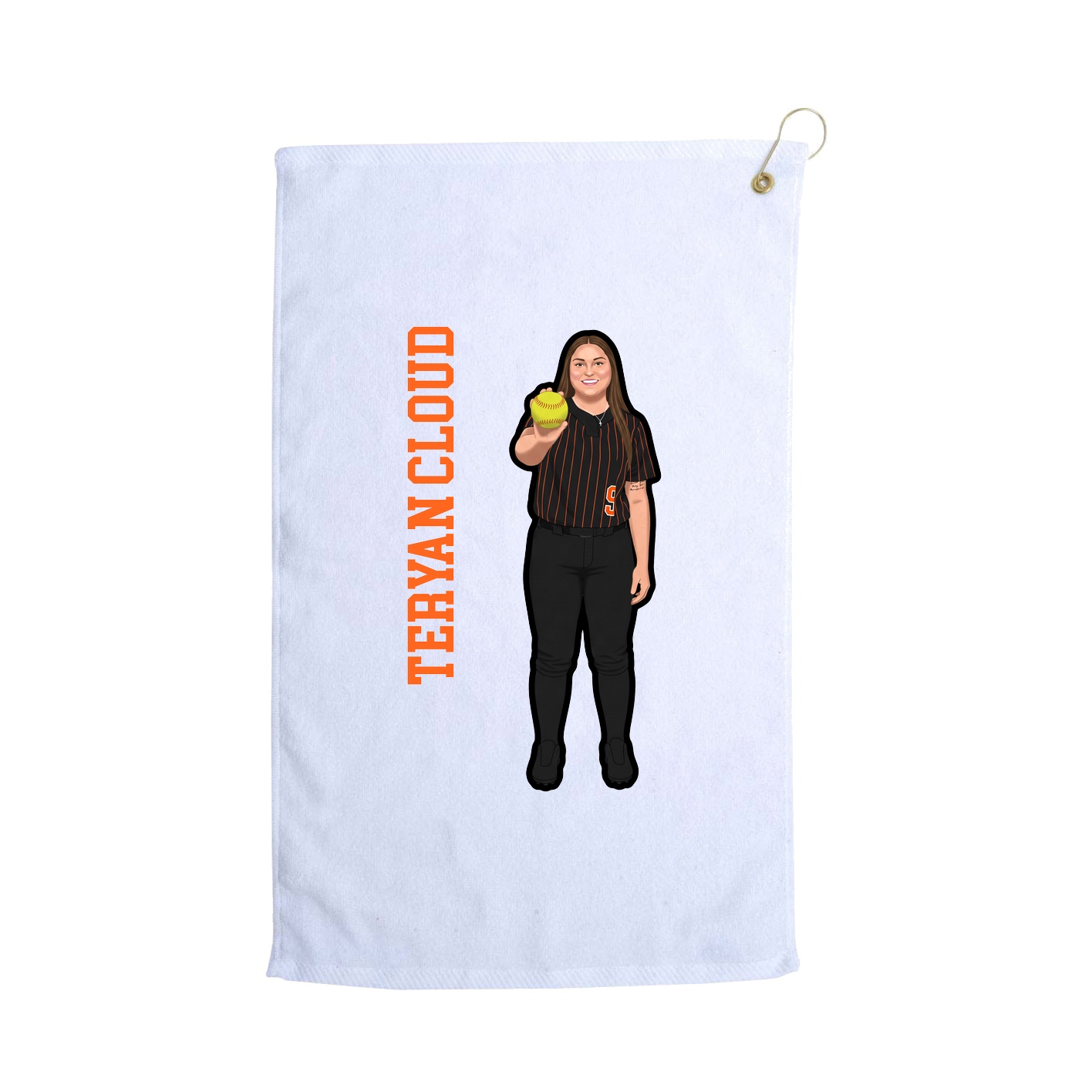 Golf Towel — Name Vertical in White