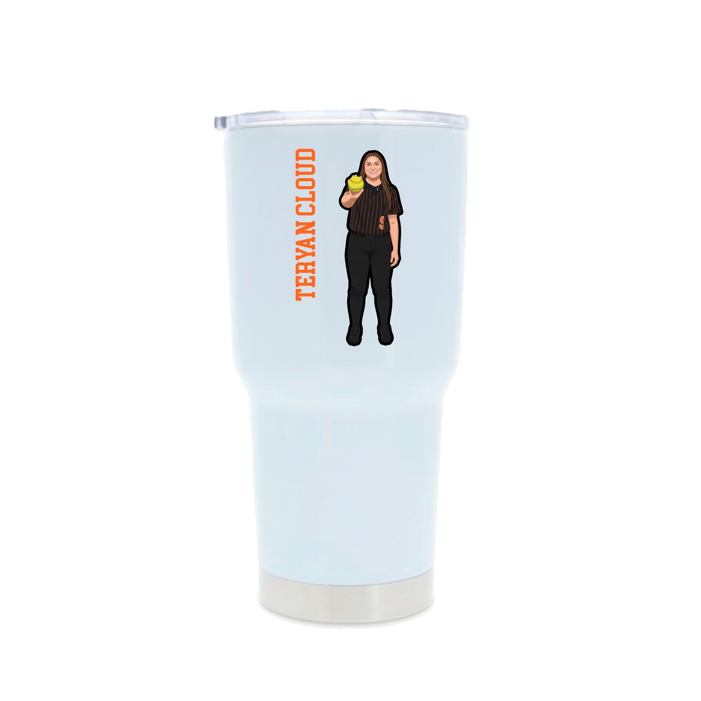 30oz Stainless Steel Tumbler — Name Vertical in White