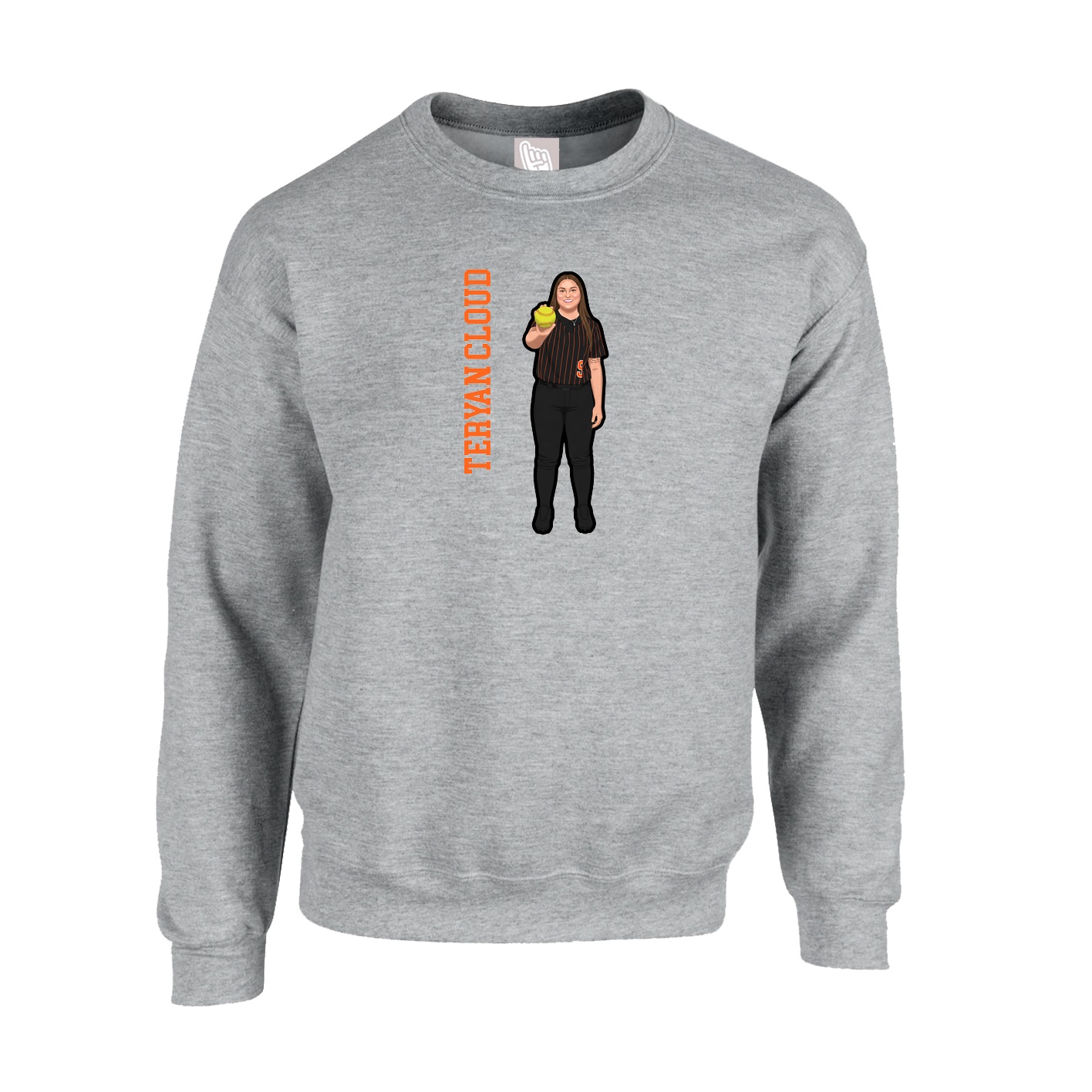 Fleece Crew — Name Vertical in Grey