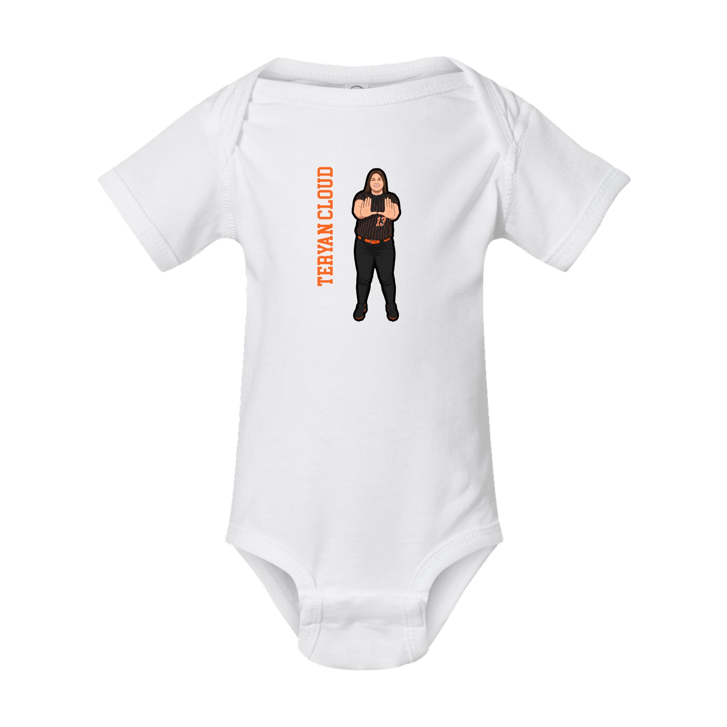 Baby Onesie — Name Vertical in White