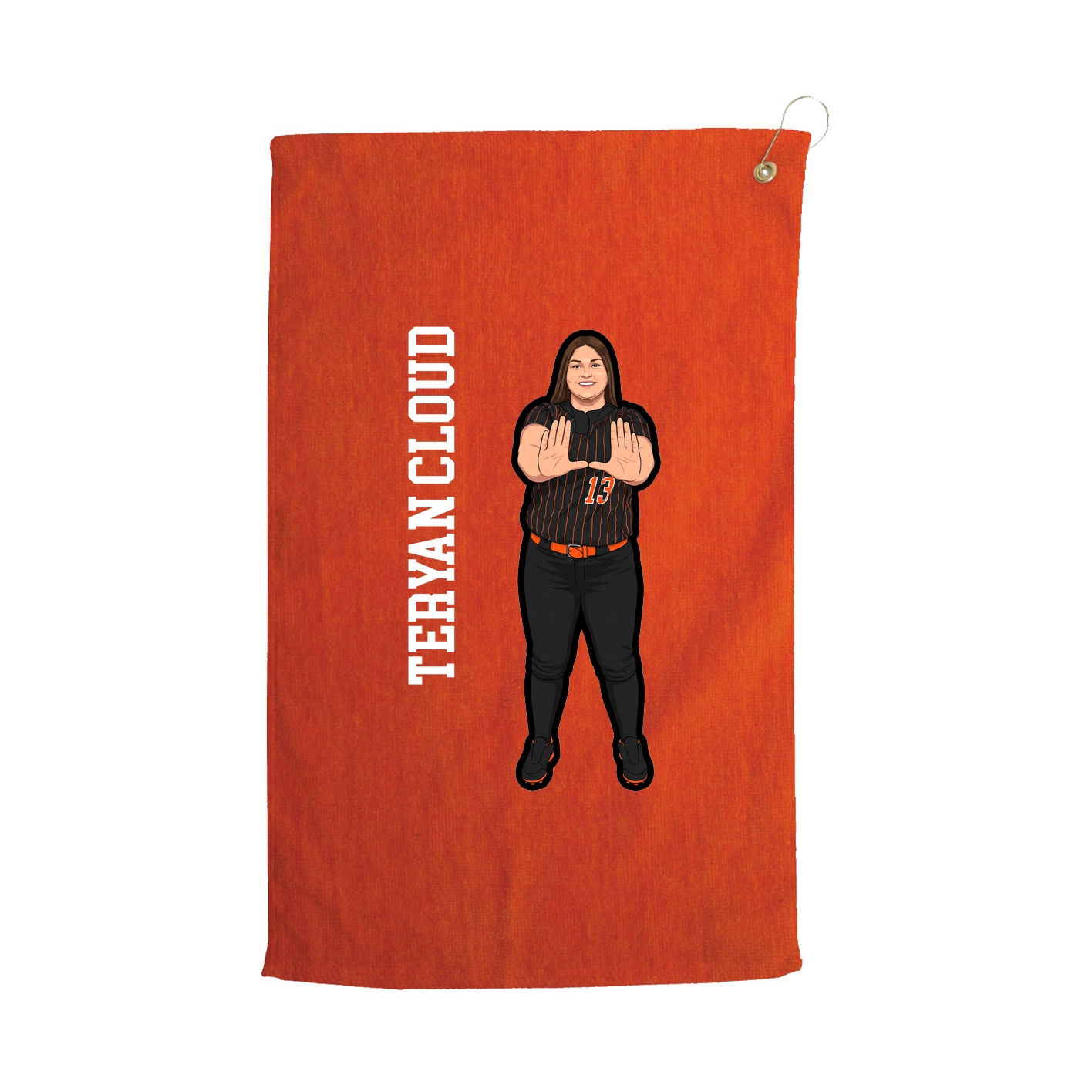 Golf Towel — Name Vertical in Orange