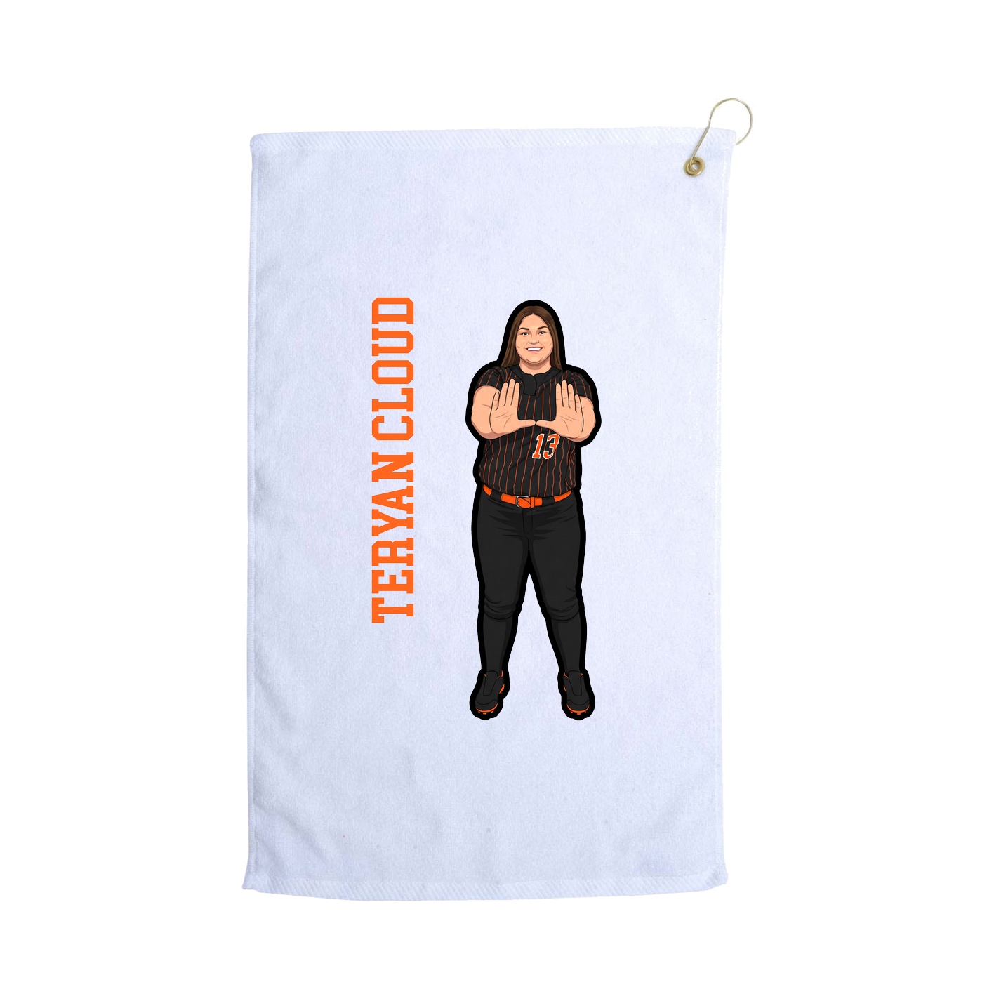 Golf Towel — Name Vertical in White