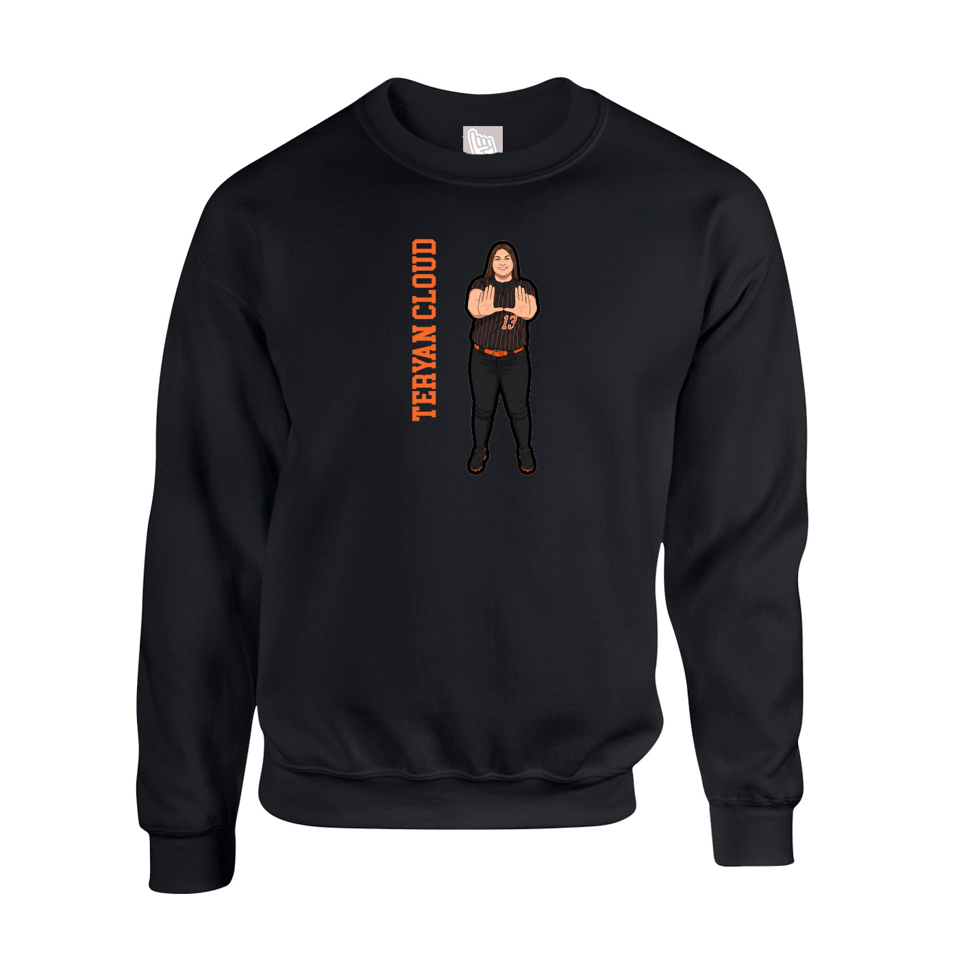 Fleece Crew — Name Vertical in Black