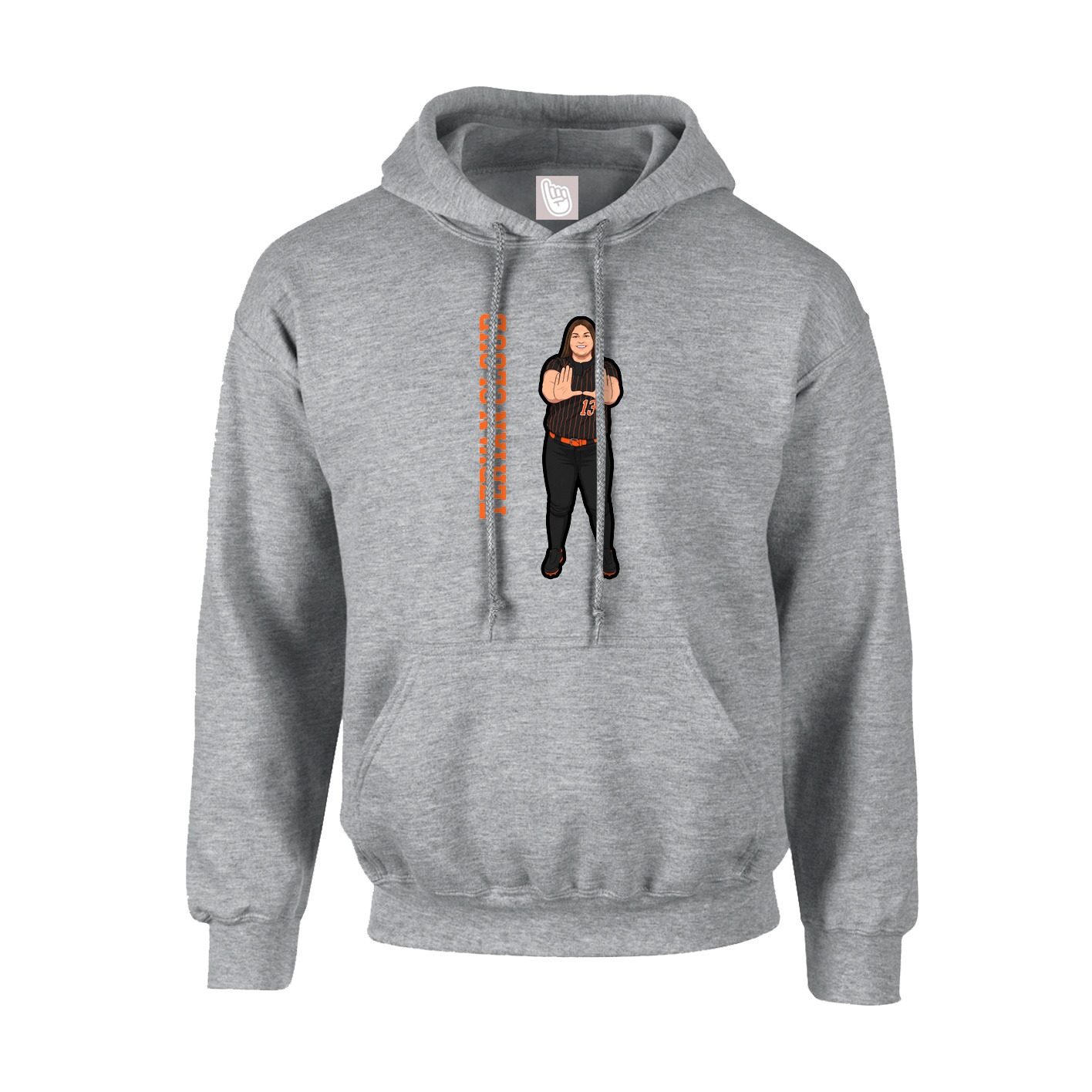 Youth Hoodie — Name Vertical in Grey