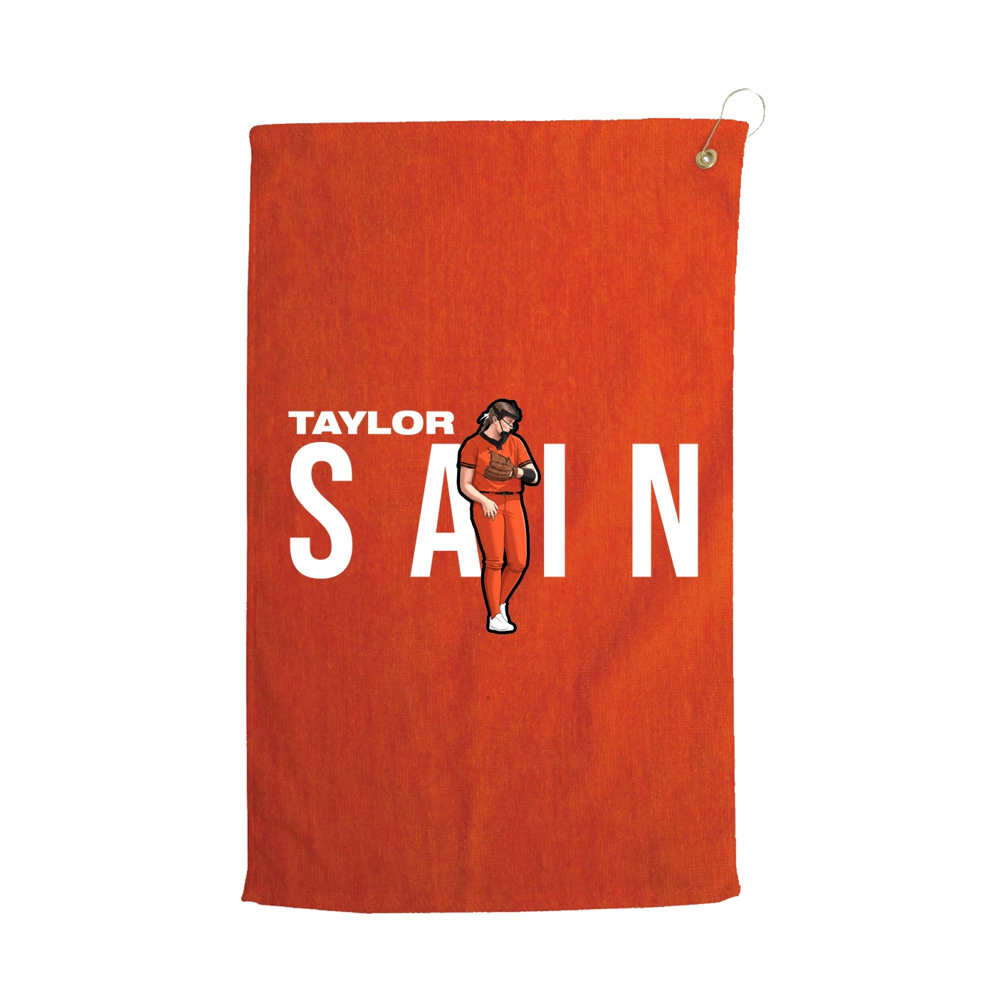 Golf Towel — Player Name in Orange