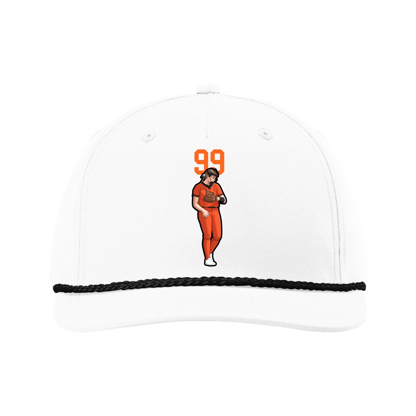 Five-Panel Classic Rope Cap — Number Top in White