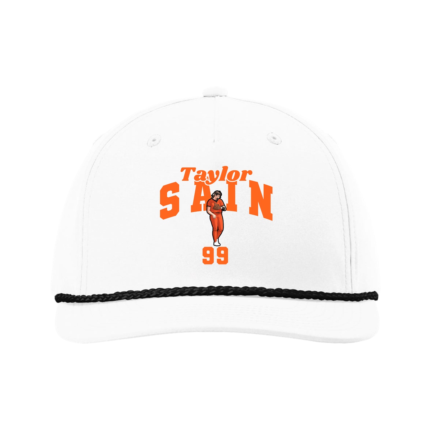 Five-Panel Classic Rope Cap — Signature Arch in White