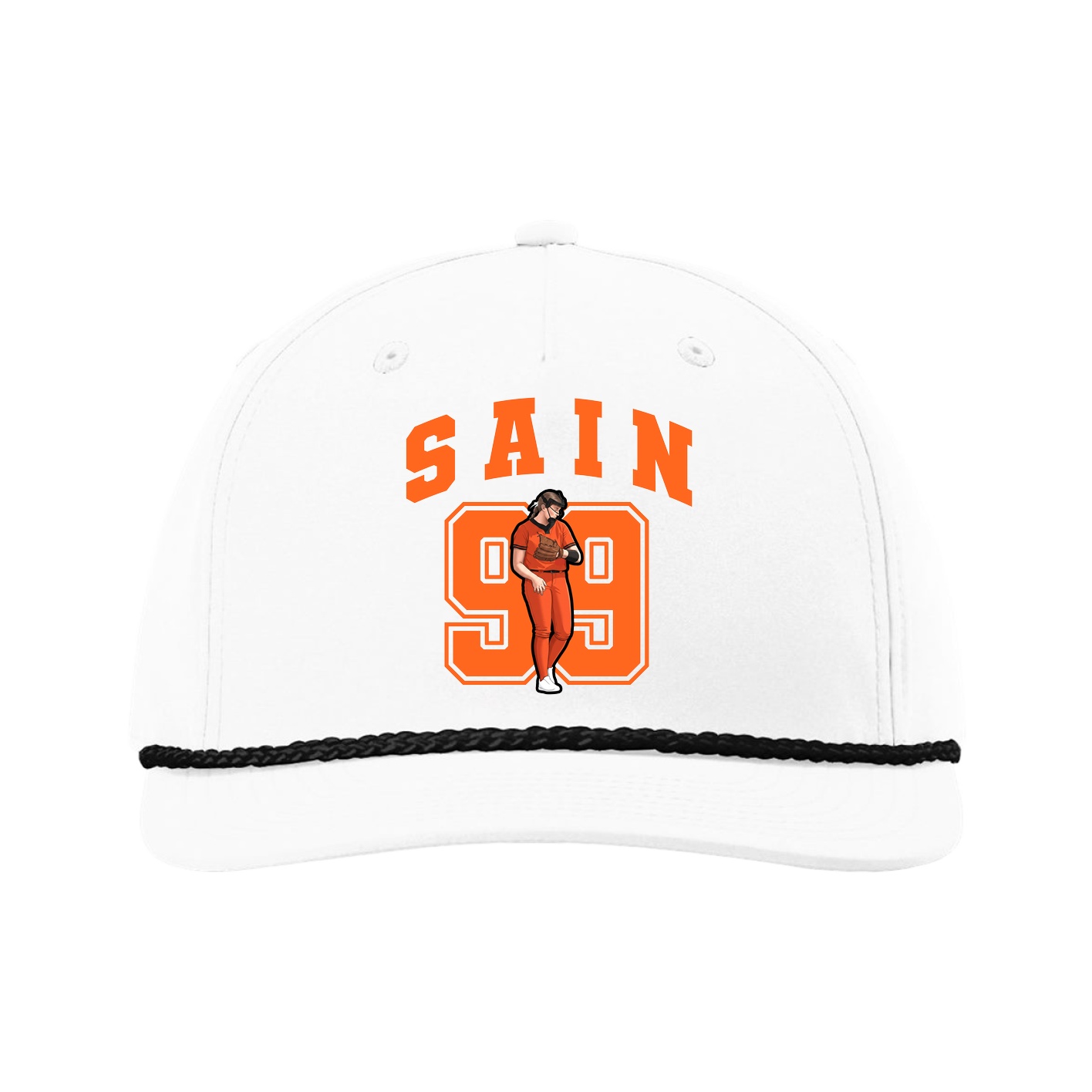Five-Panel Classic Rope Cap — Number in White