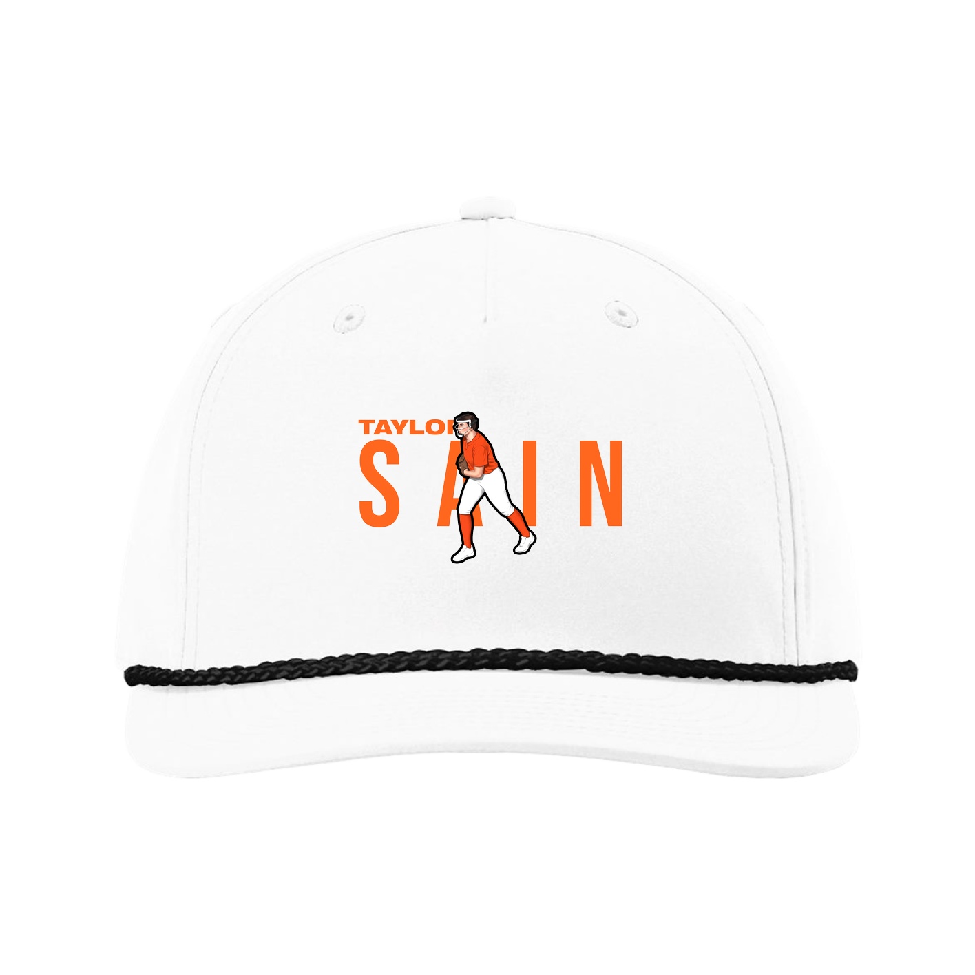 Five-Panel Classic Rope Cap — Player Name in White