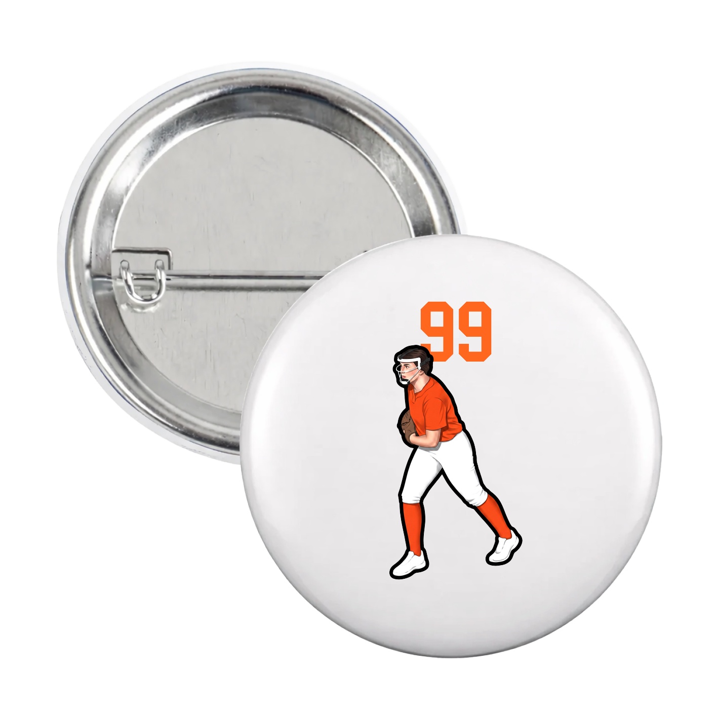 Game Day Button — Number Top in White