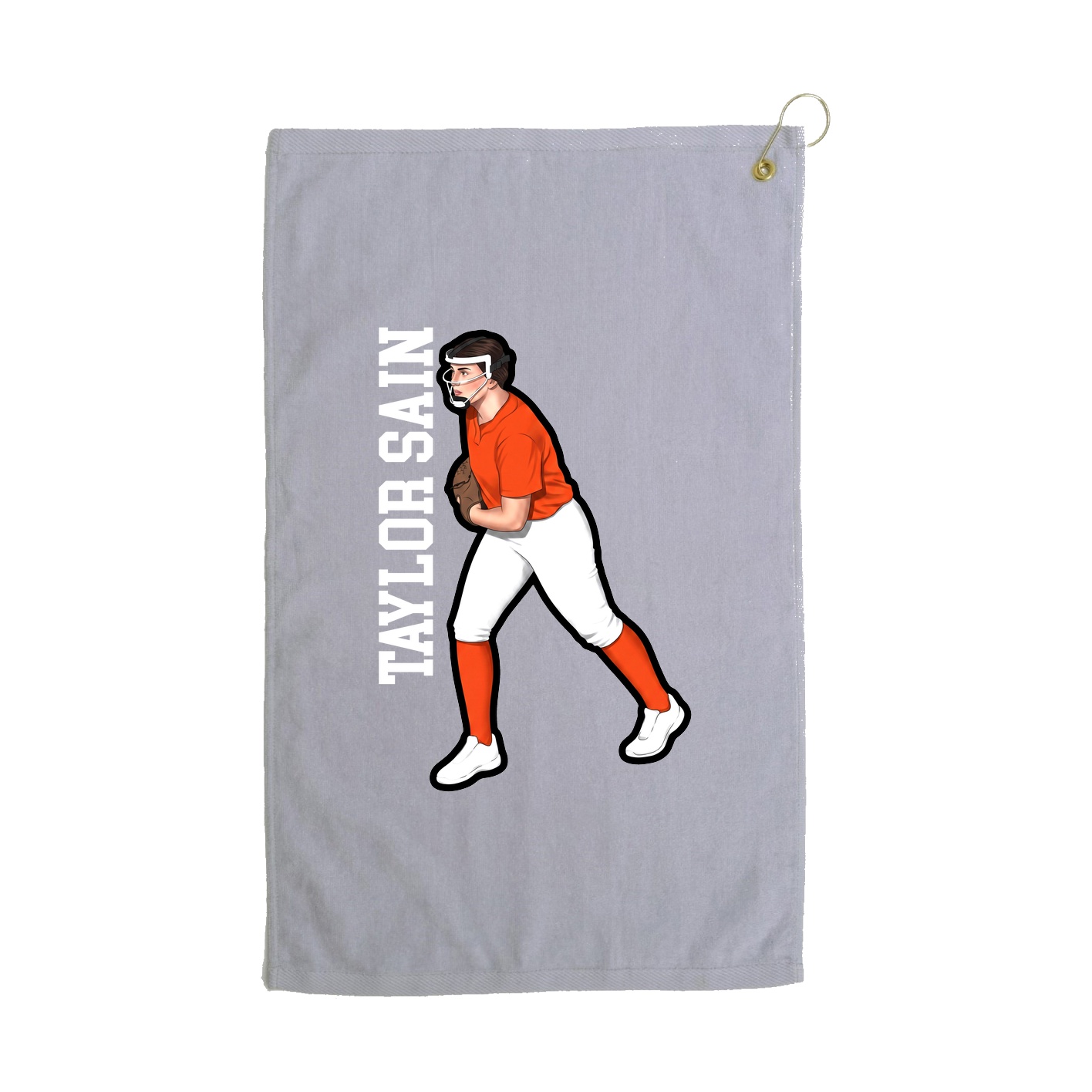 Golf Towel — Name Vertical in Grey