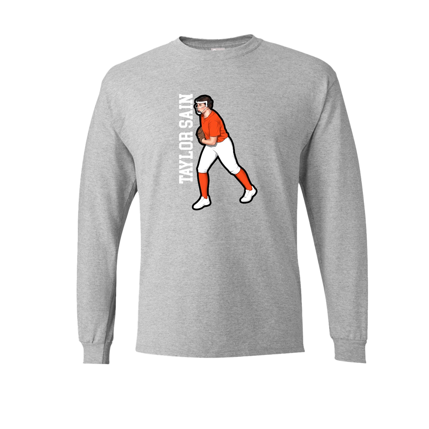 Long Sleeve Tee — Name Vertical in Grey