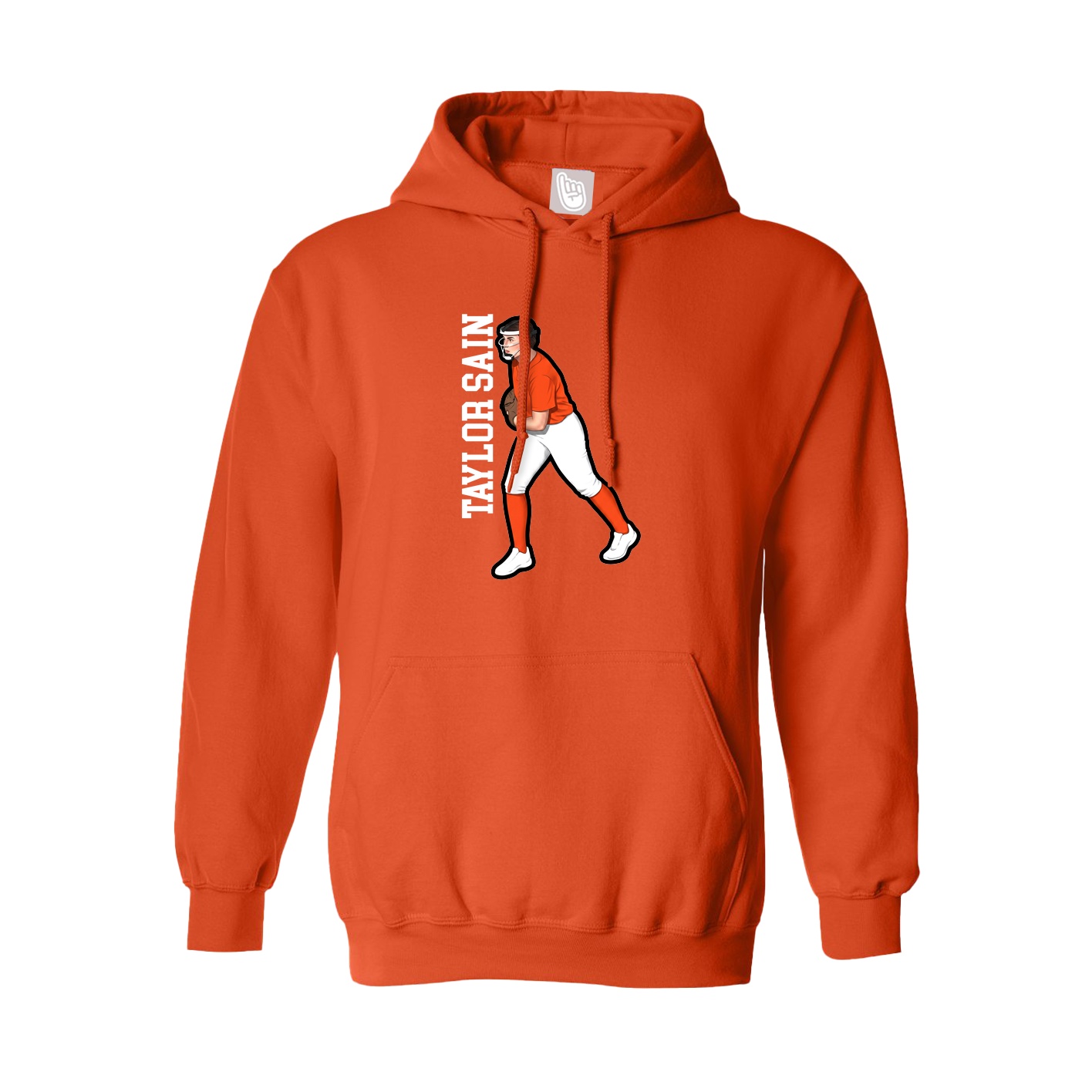 Hoodie — Name Vertical in Orange