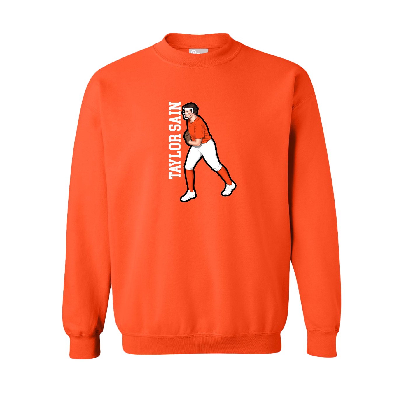 Fleece Crew — Name Vertical in Orange