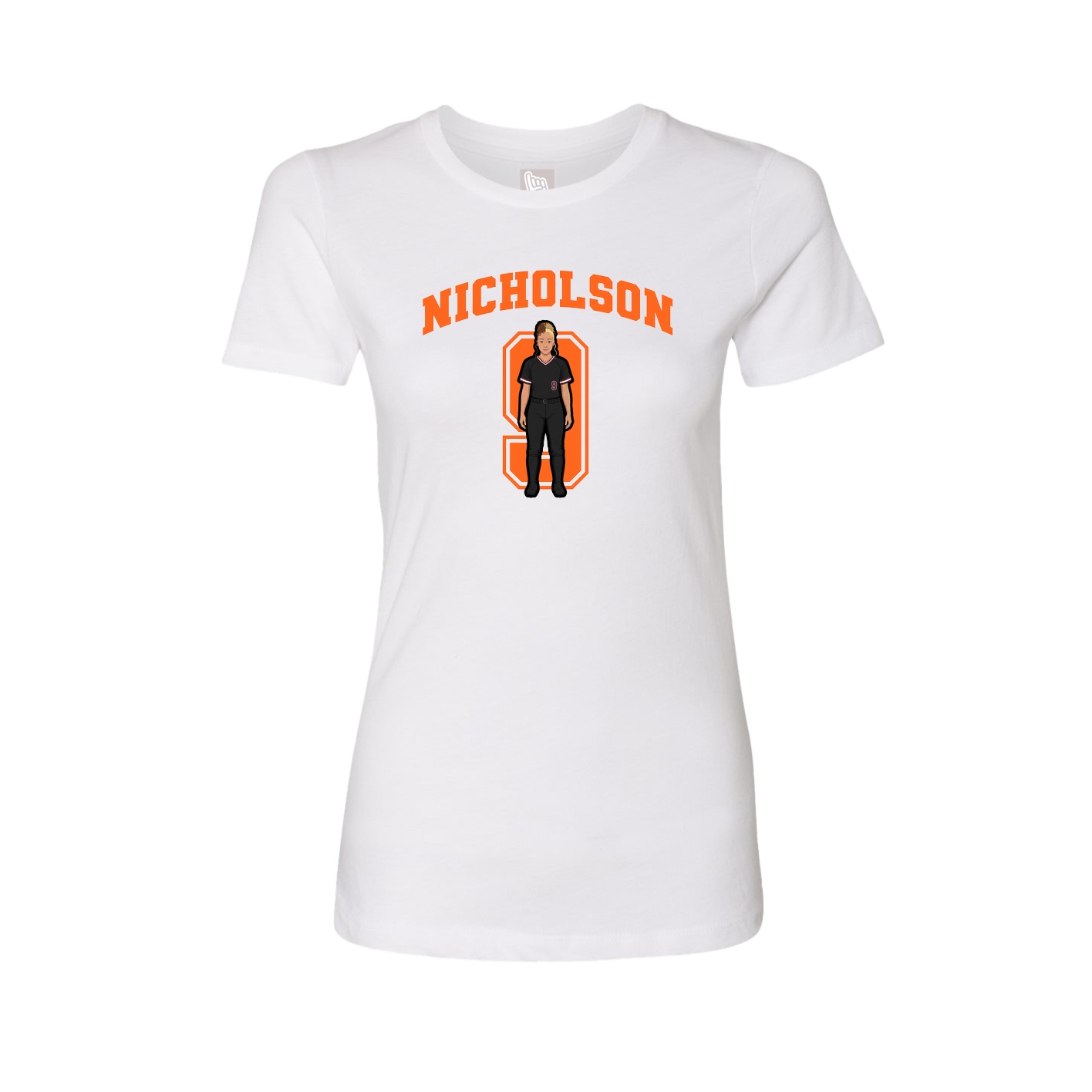 Fitted Women's Tee — Number in White