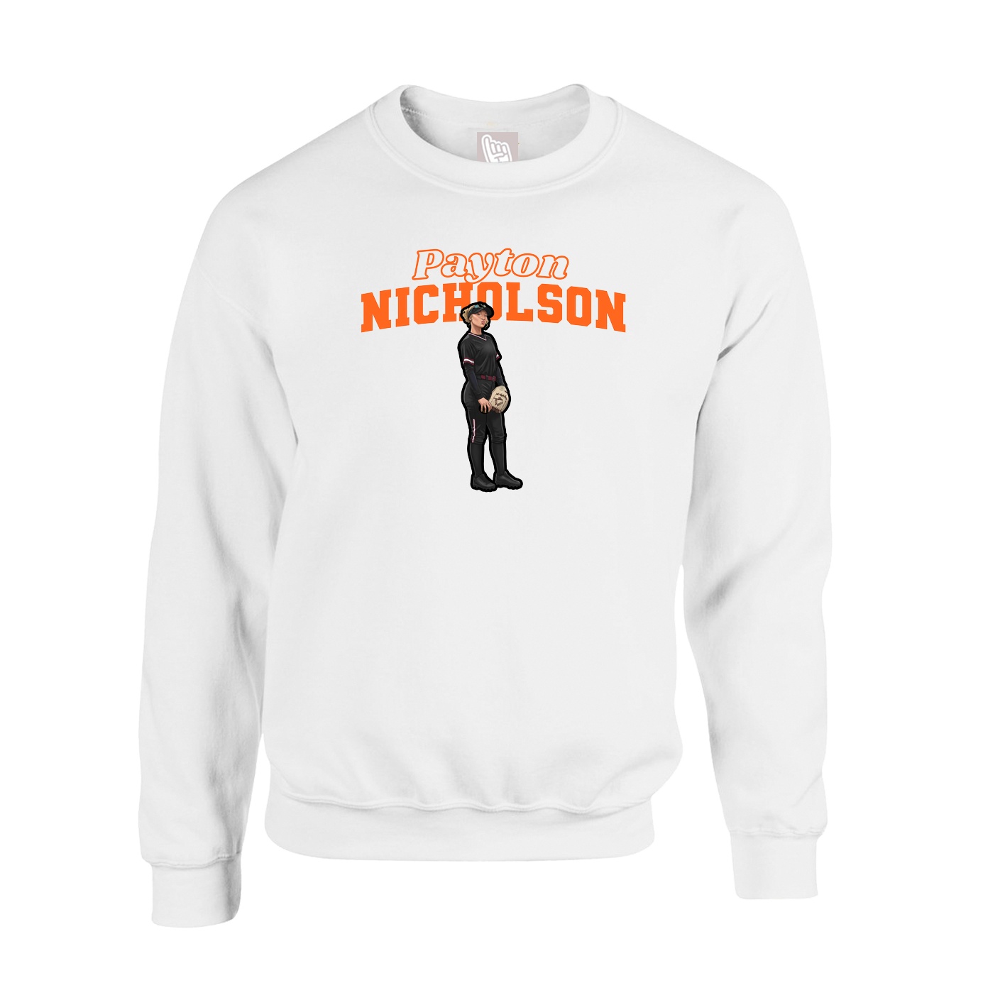 Fleece Crew — Name Arch in White