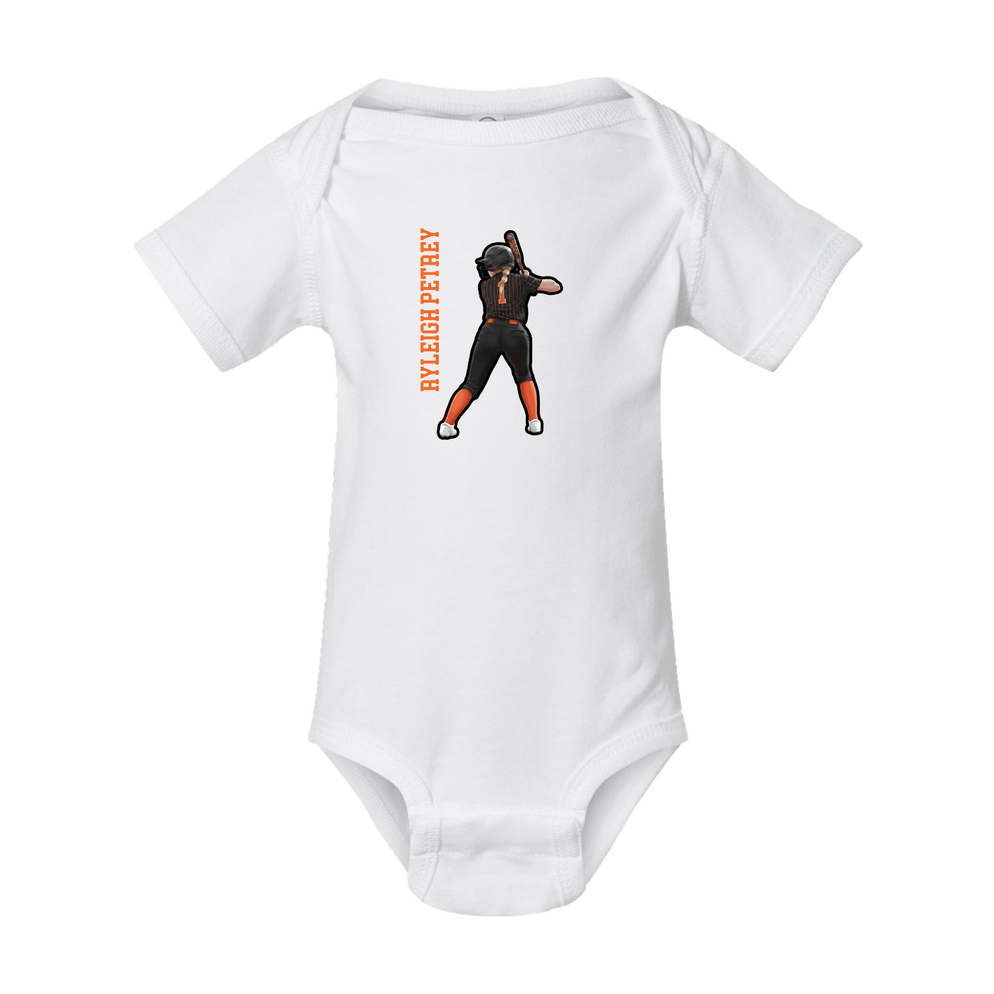 Baby Onesie — Name Vertical in White