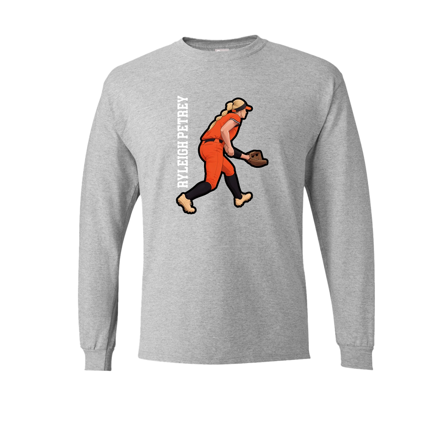 Long Sleeve Tee — Name Vertical in Grey