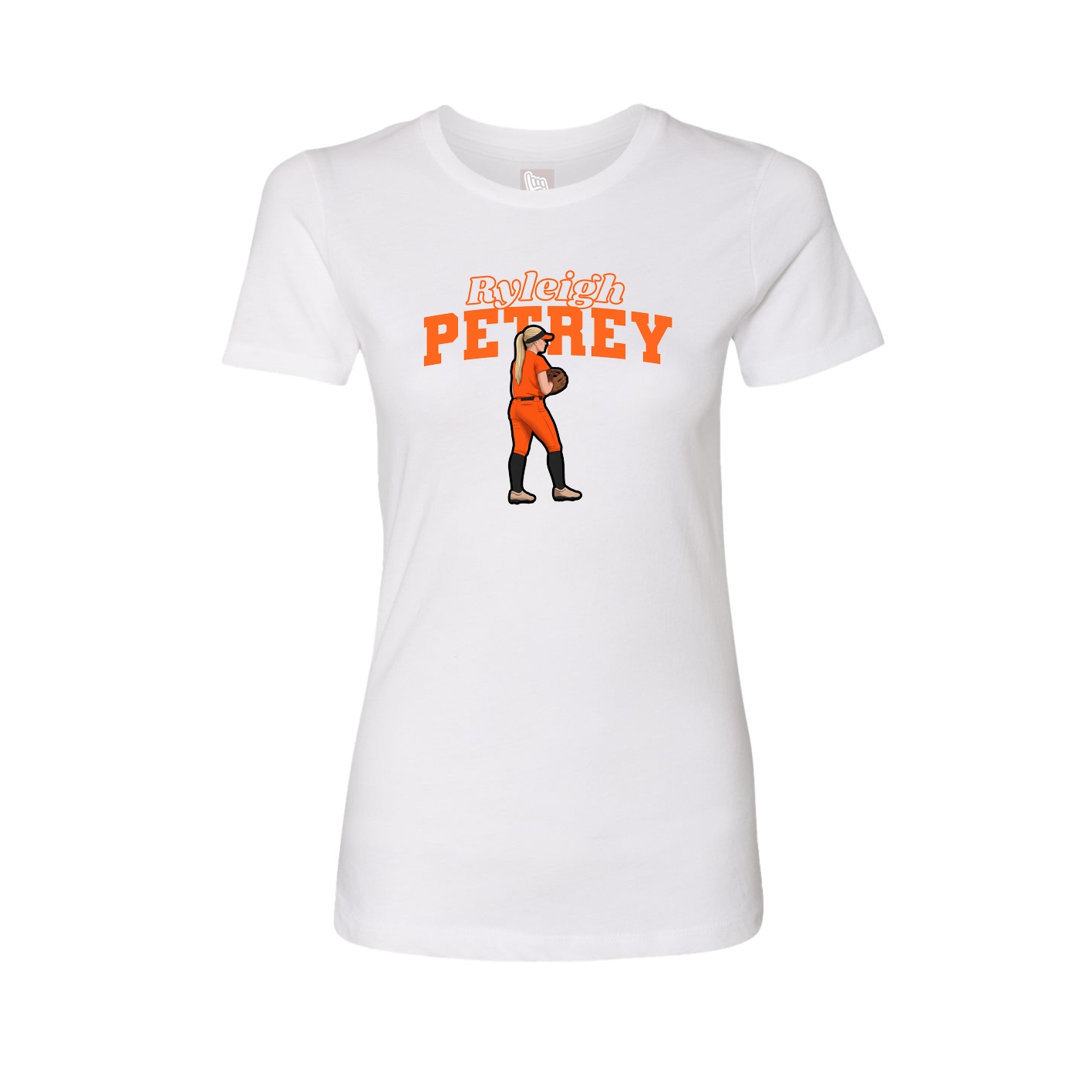 Fitted Women's Tee — Name Arch in White
