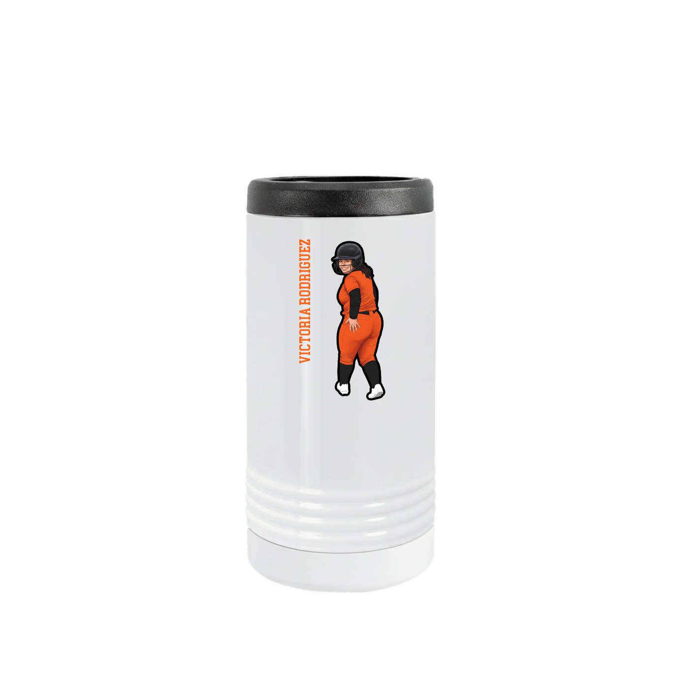 Slim Beverage Holder — Name Vertical in White