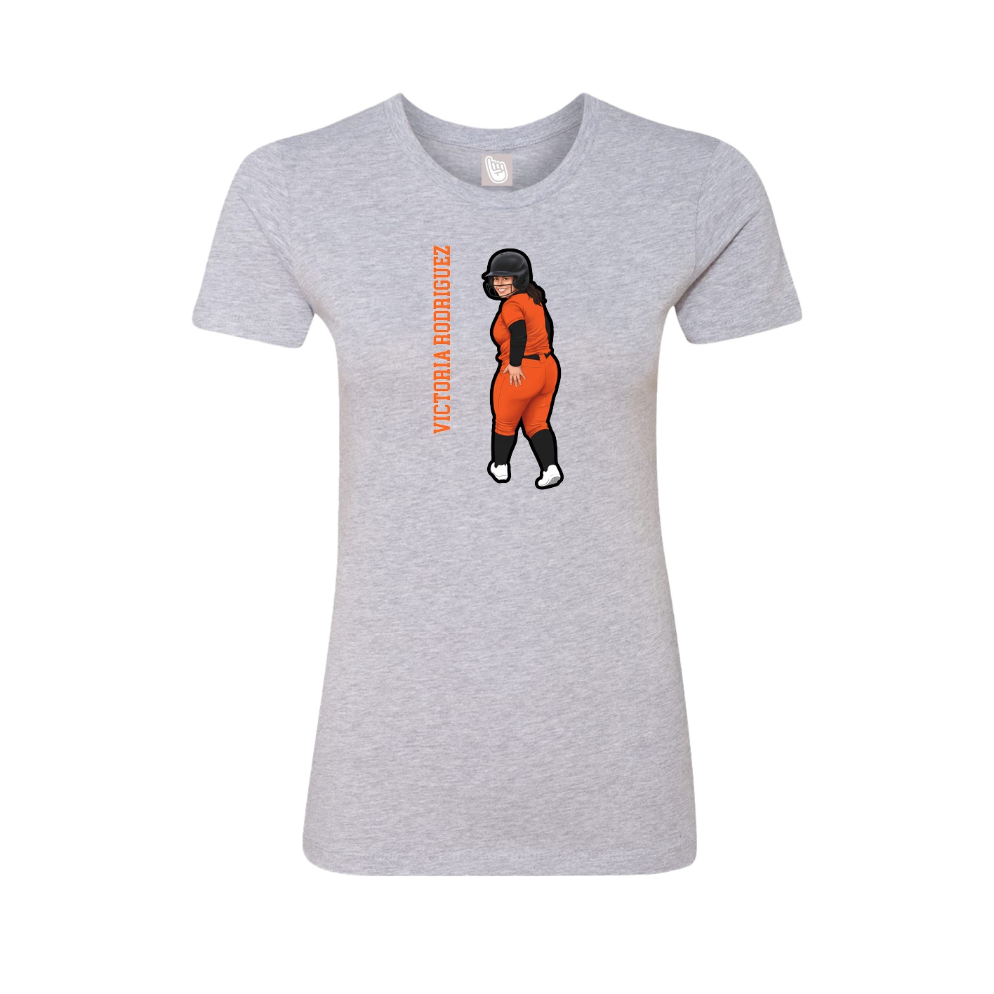Fitted Women's Tee — Name Vertical in Grey