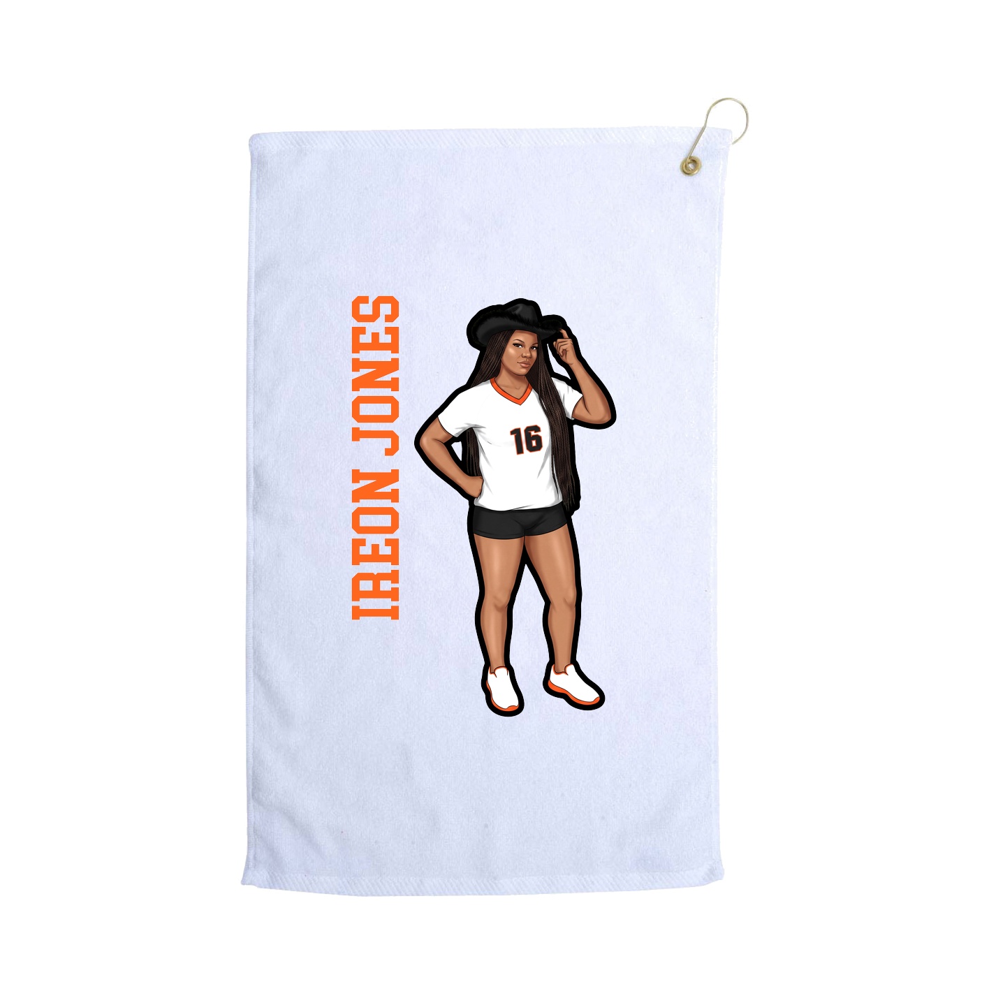 Golf Towel — Name Vertical in White