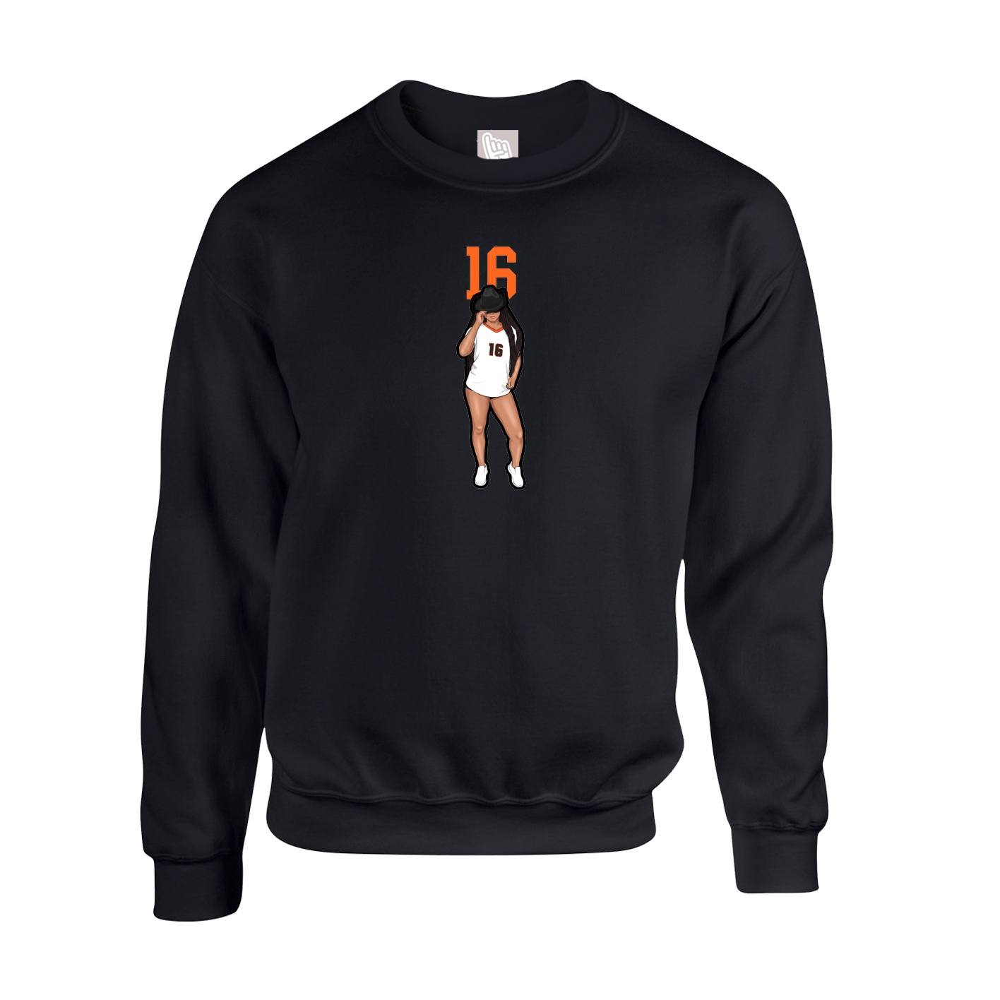 Fleece Crew — Number Top in Black