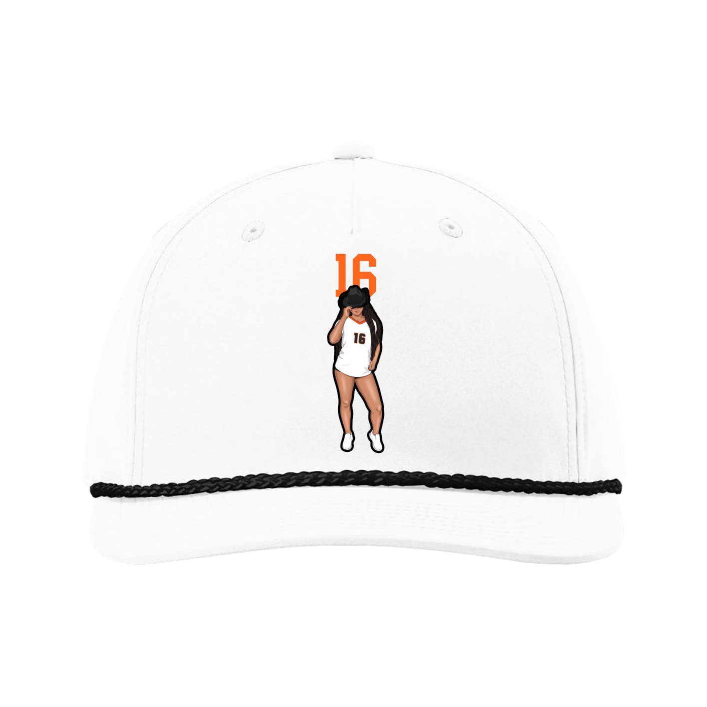 Five-Panel Classic Rope Cap — Number Top in White