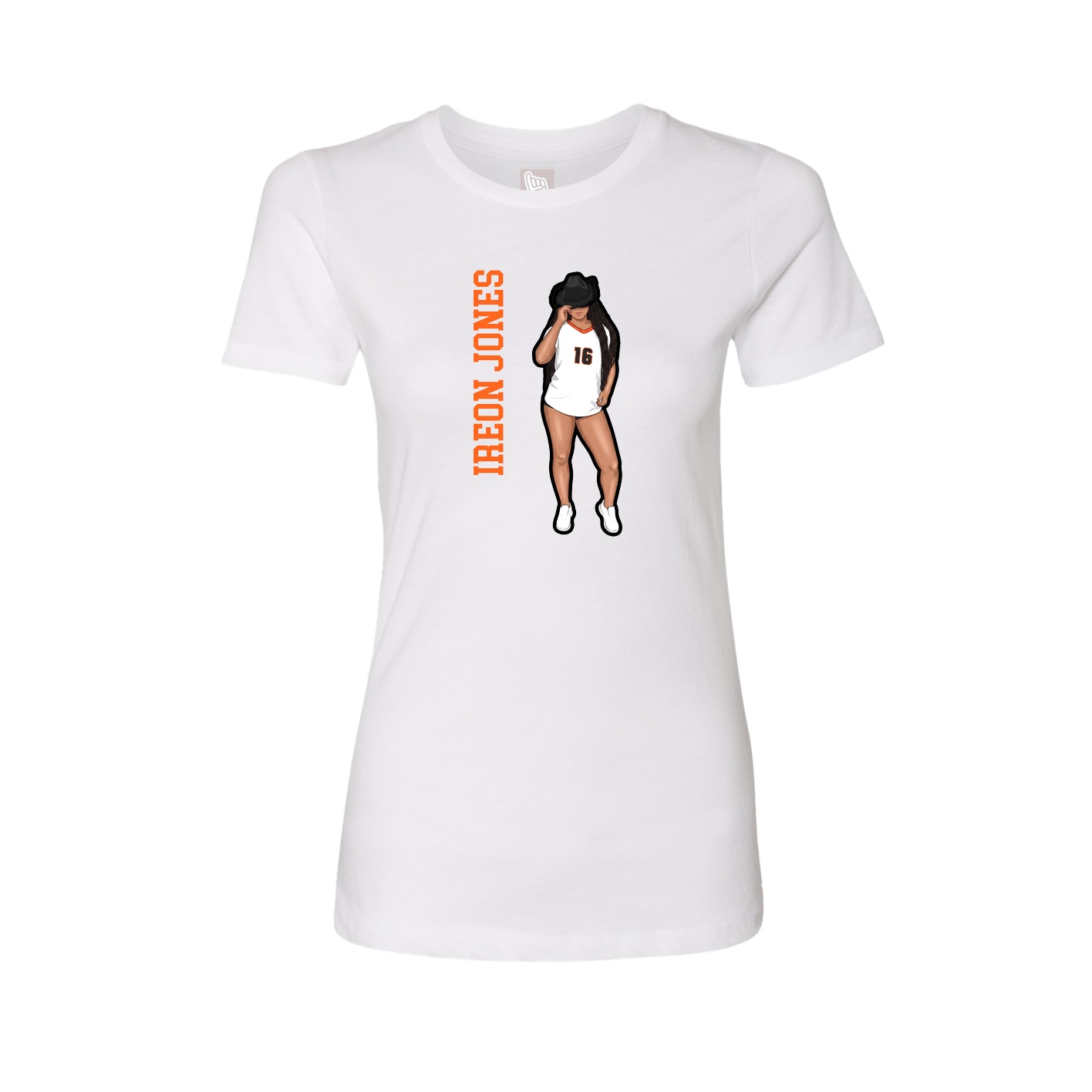 Fitted Women's Tee — Name Vertical in White