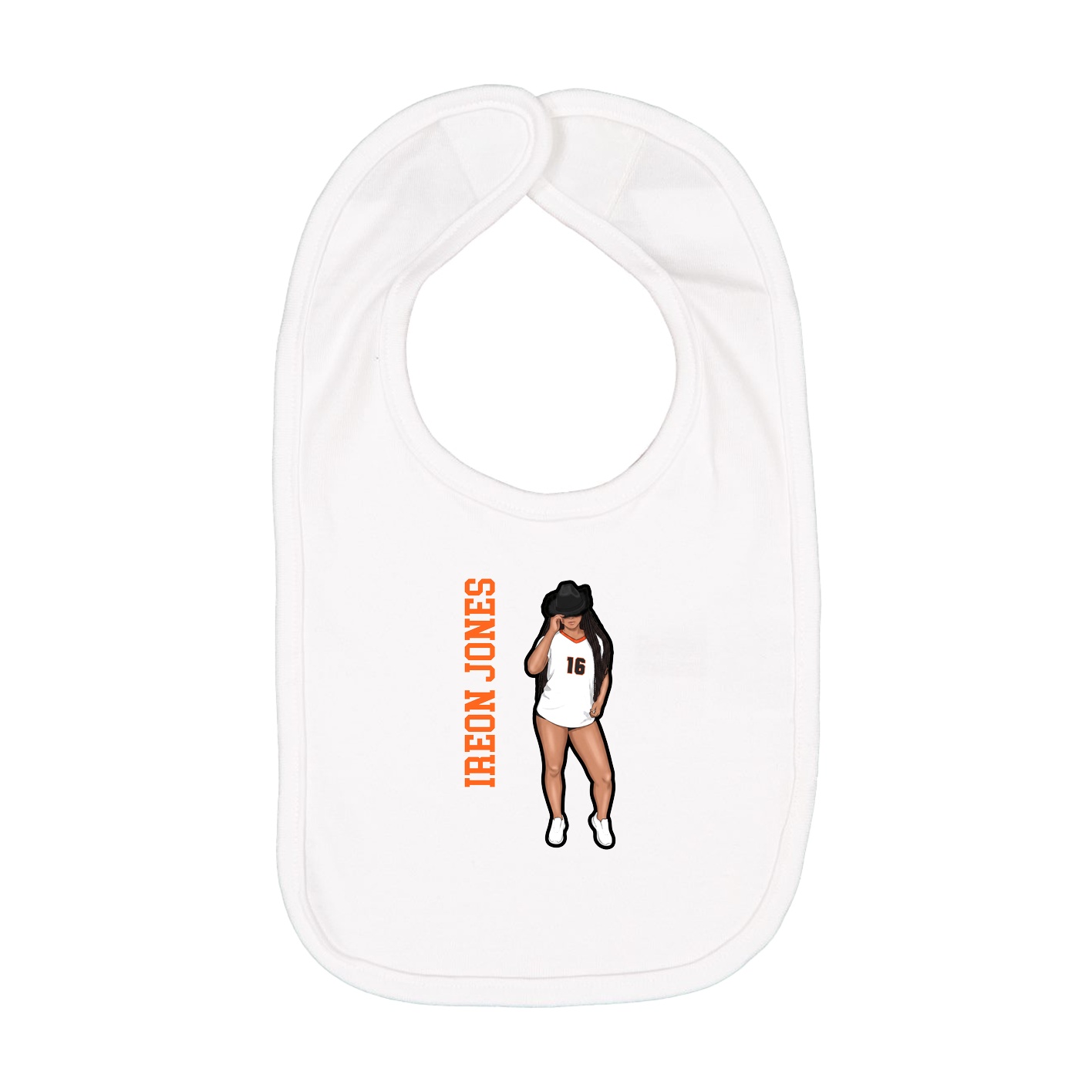 Infant Bib — Name Vertical in White