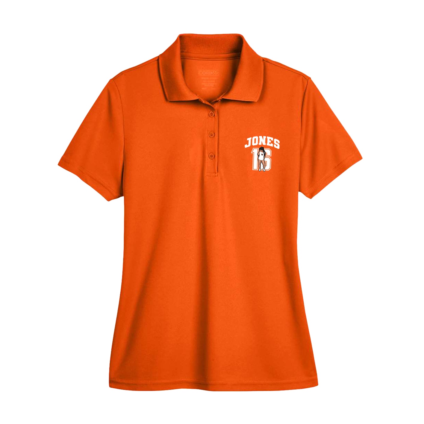 Womens Performance Polo — Number in Orange