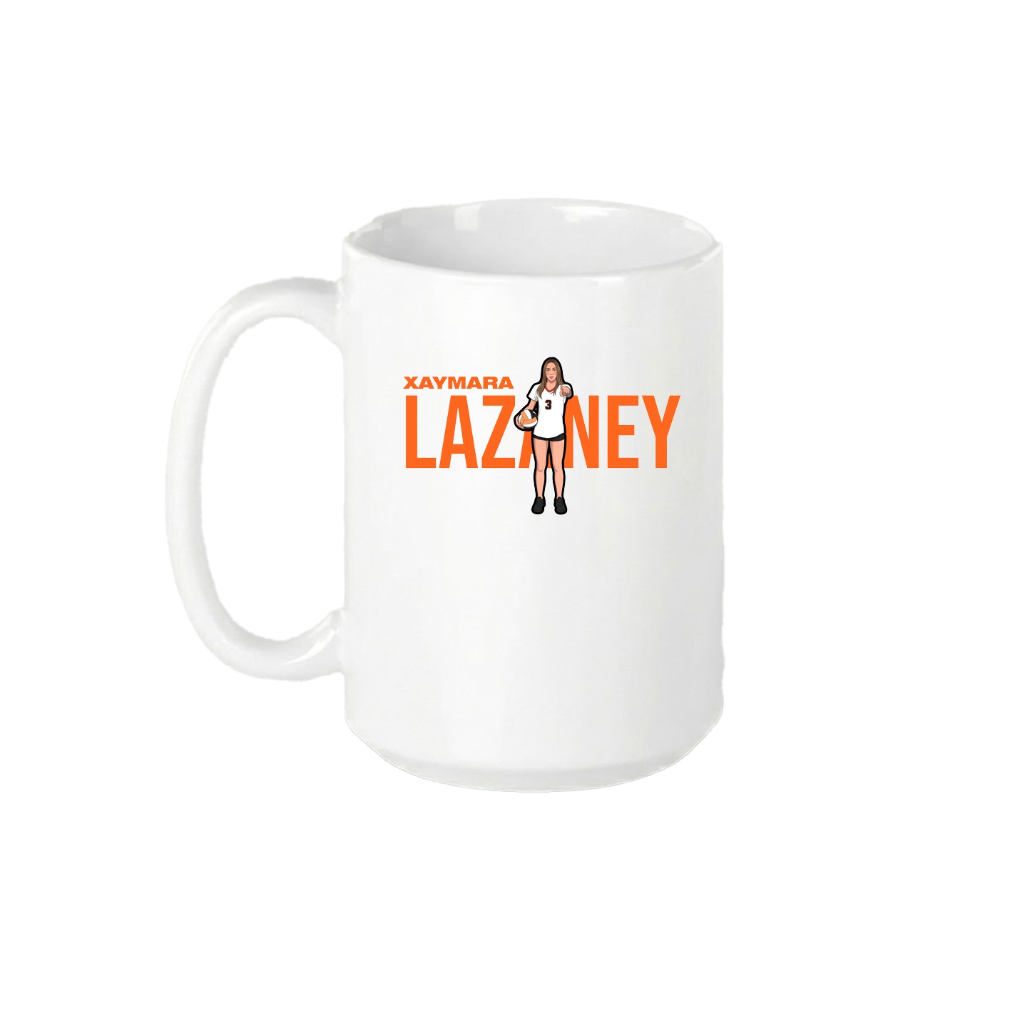 15oz Coffee Mug — Player Name in White