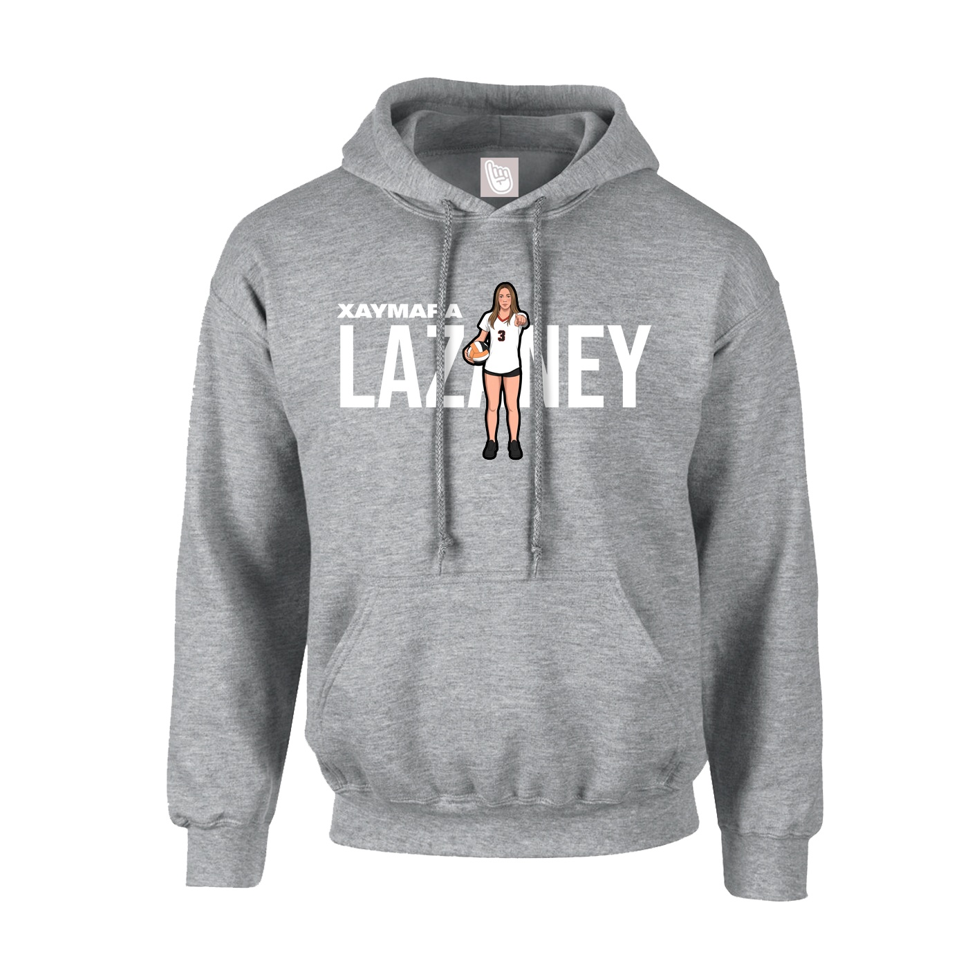 Youth Hoodie — Player Name in Grey