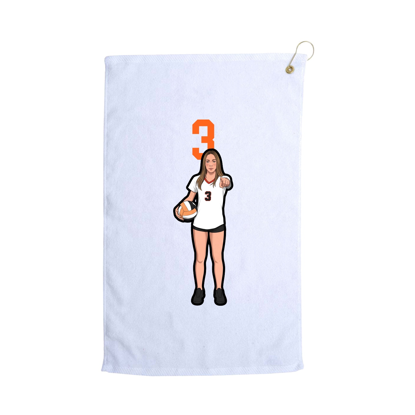 Golf Towel — Number Top in White