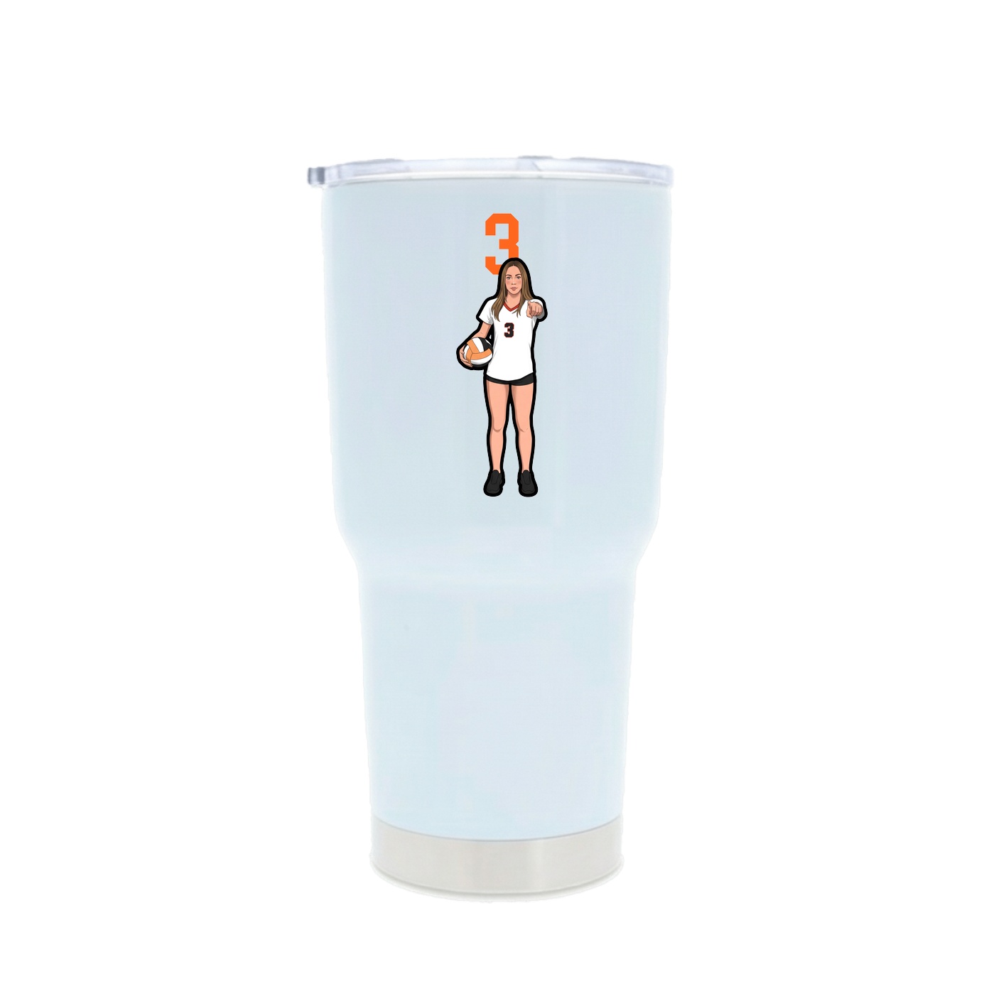 30oz Stainless Steel Tumbler — Number Top in White