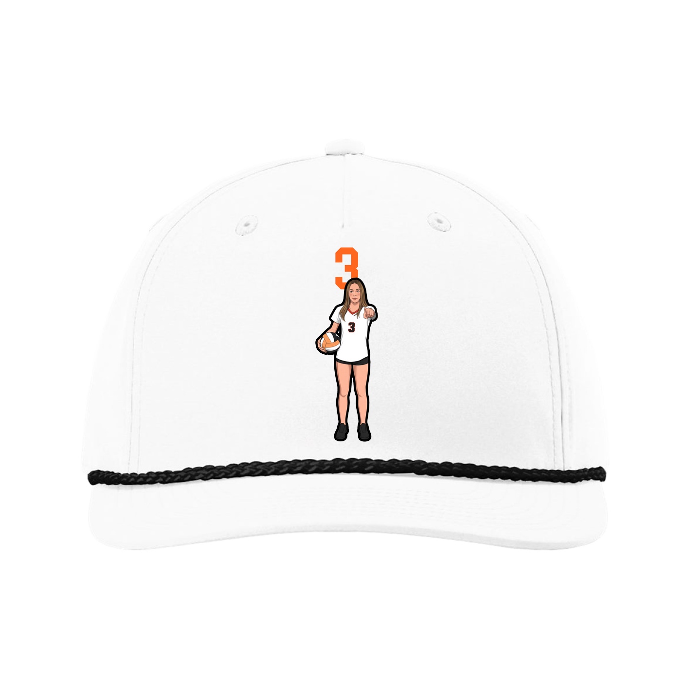 Five-Panel Classic Rope Cap — Number Top in White