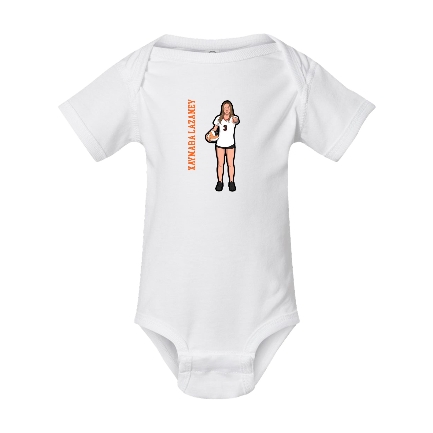 Baby Onesie — Name Vertical in White