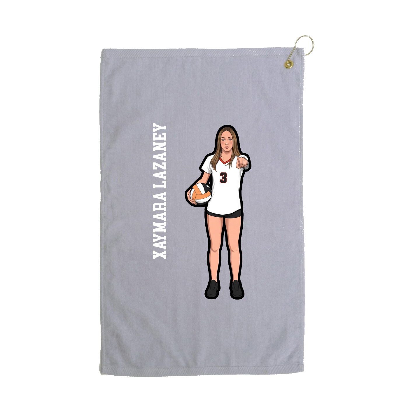 Golf Towel — Name Vertical in Grey