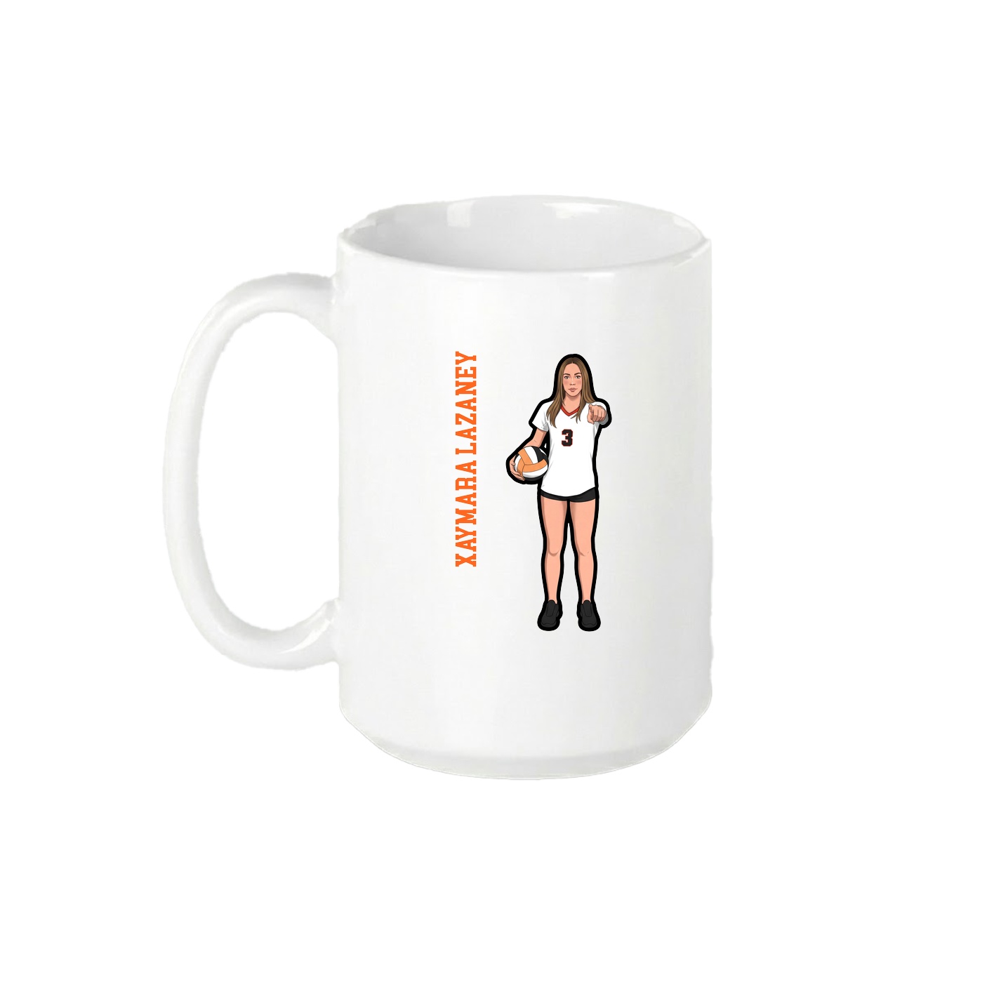 15oz Coffee Mug — Name Vertical in White