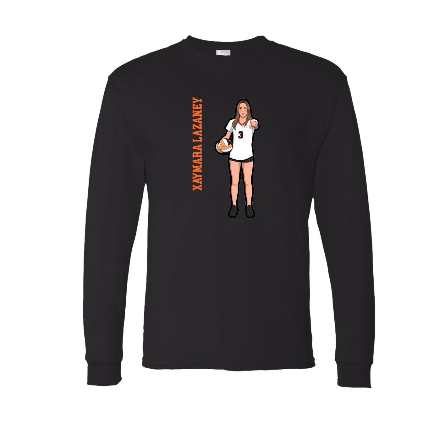Long Sleeve Tee — Name Vertical in Black