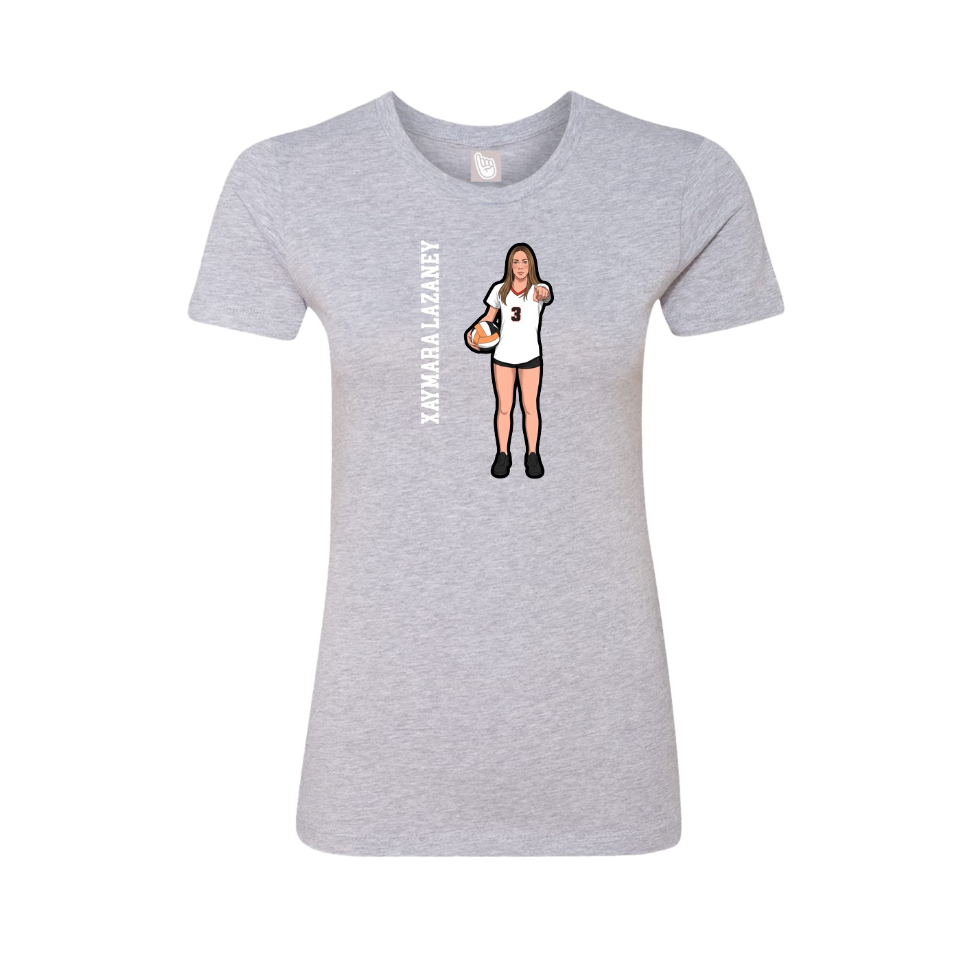 Fitted Women's Tee — Name Vertical in Grey
