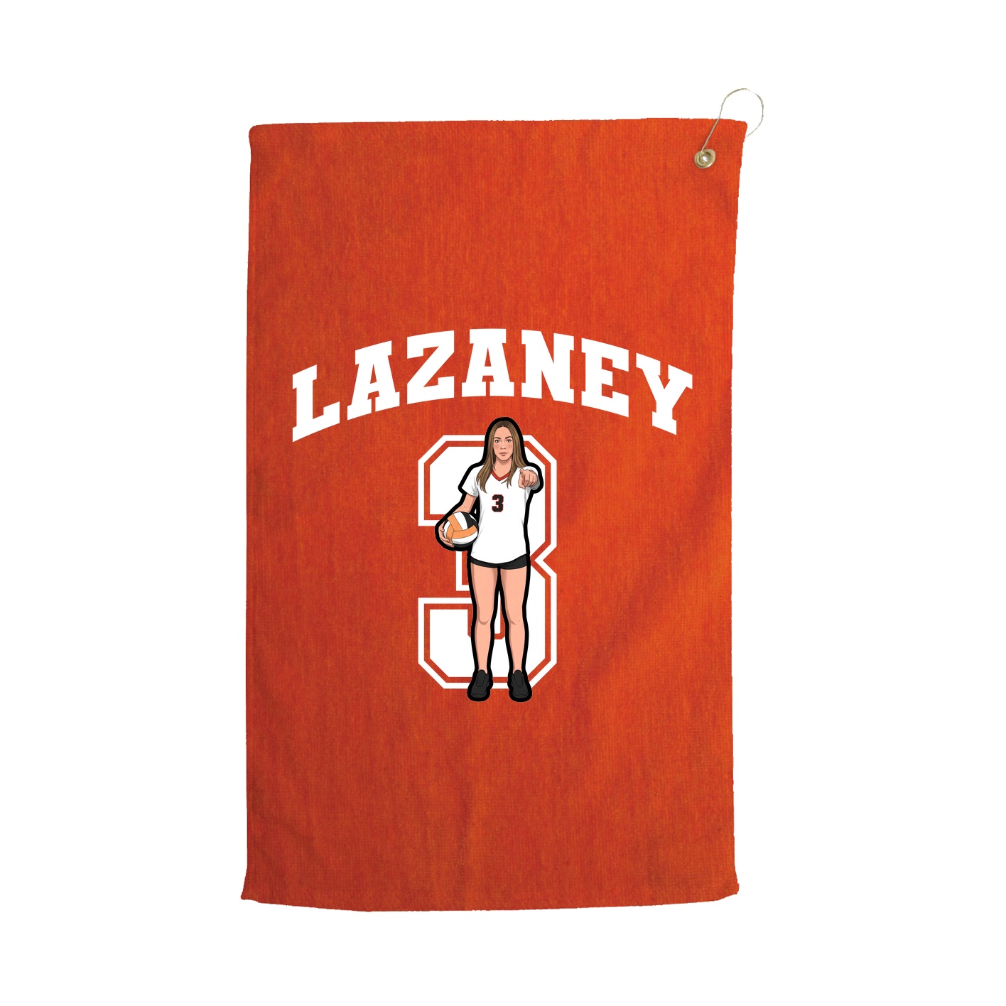 Golf Towel — Number in Orange