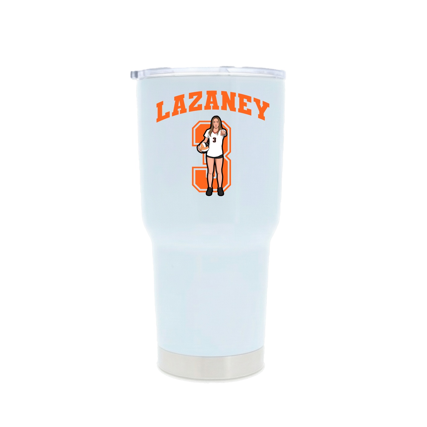 30oz Stainless Steel Tumbler — Number in White