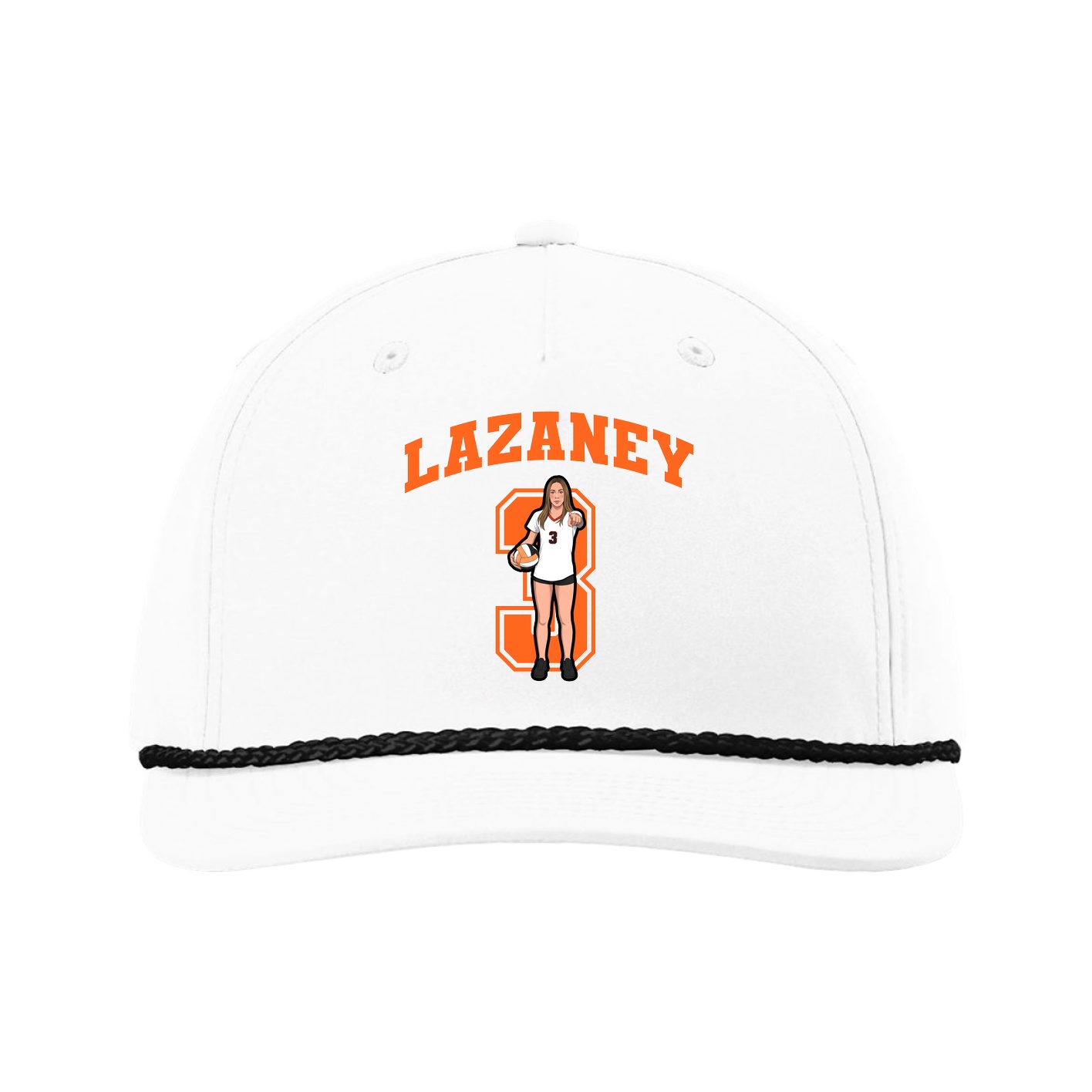 Five-Panel Classic Rope Cap — Number in White