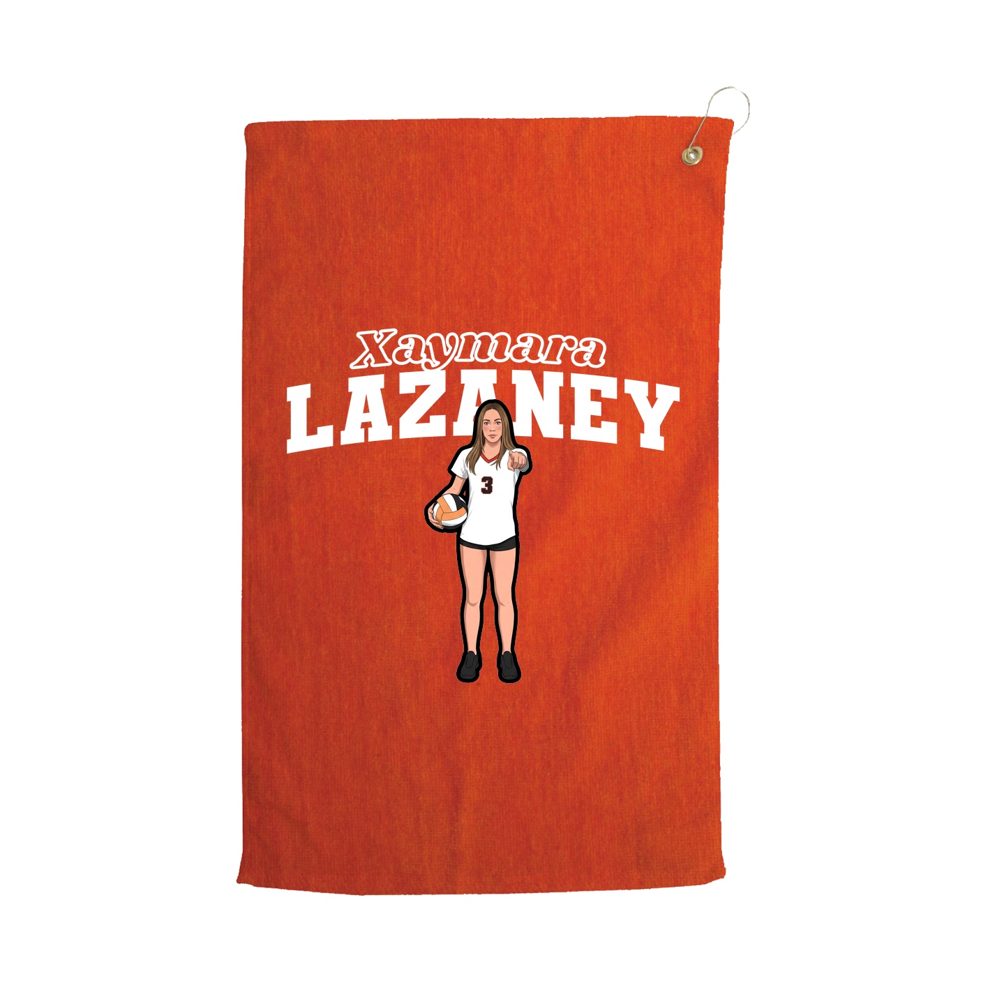Golf Towel — Name Arch in Orange