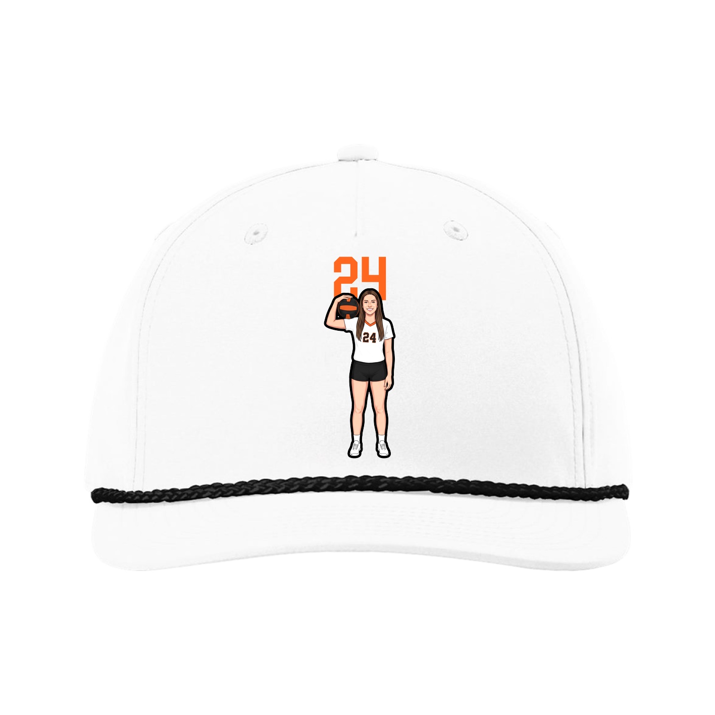 Five-Panel Classic Rope Cap — Number Top in White