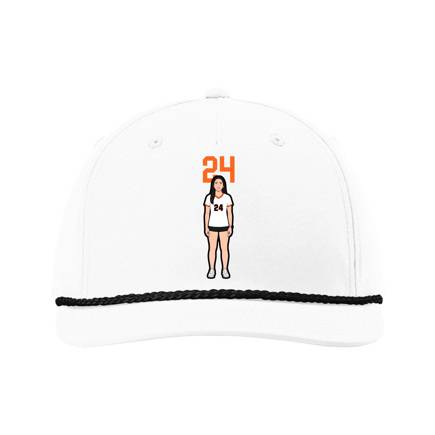 Five-Panel Classic Rope Cap — Number Top in White