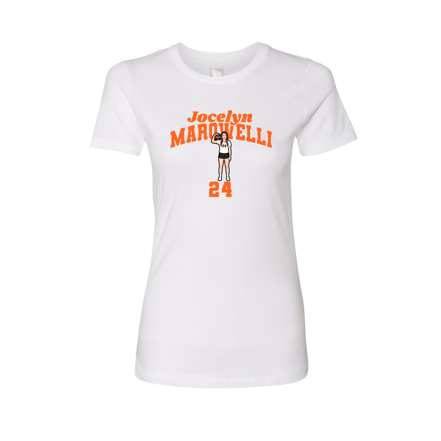 Fitted Women's Tee — Signature Arch in White