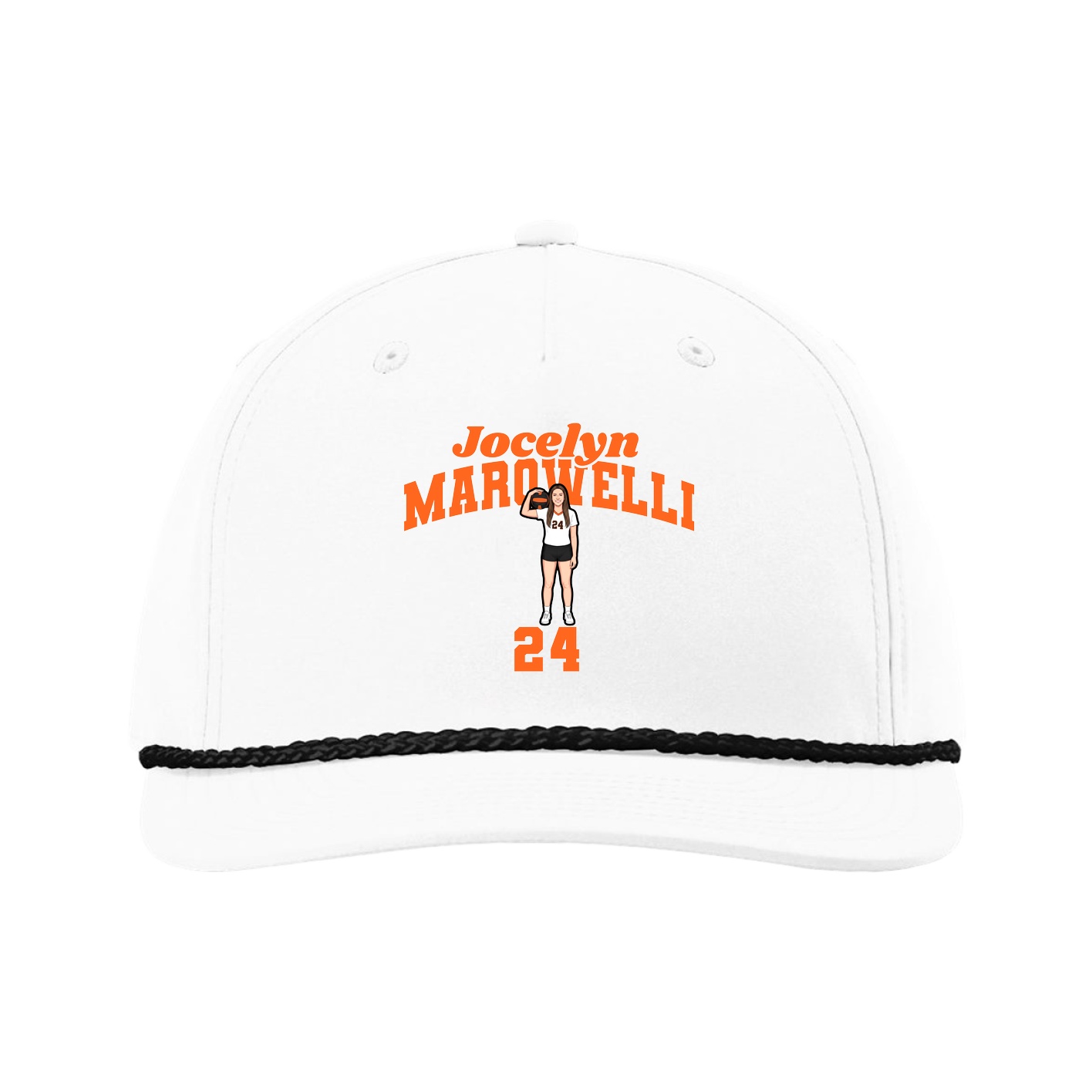 Five-Panel Classic Rope Cap — Signature Arch in White